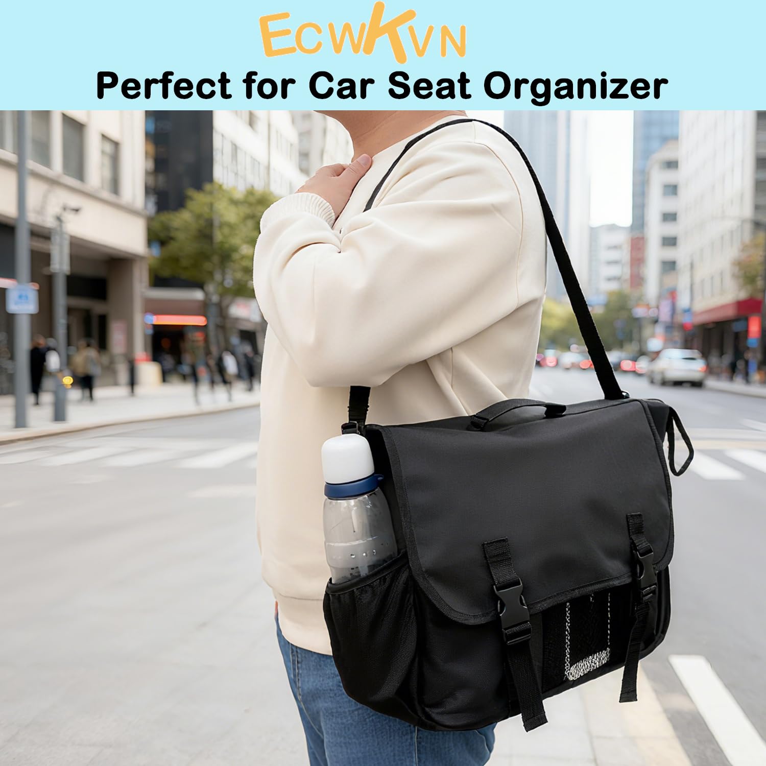 ECWKVN Organizer per auto, organizer per sedile anteriore e sedile posteriore, con tasche multiple per documenti, documenti d'ufficio e oggetti essenziali da viaggio, borsa portaoggetti per auto
