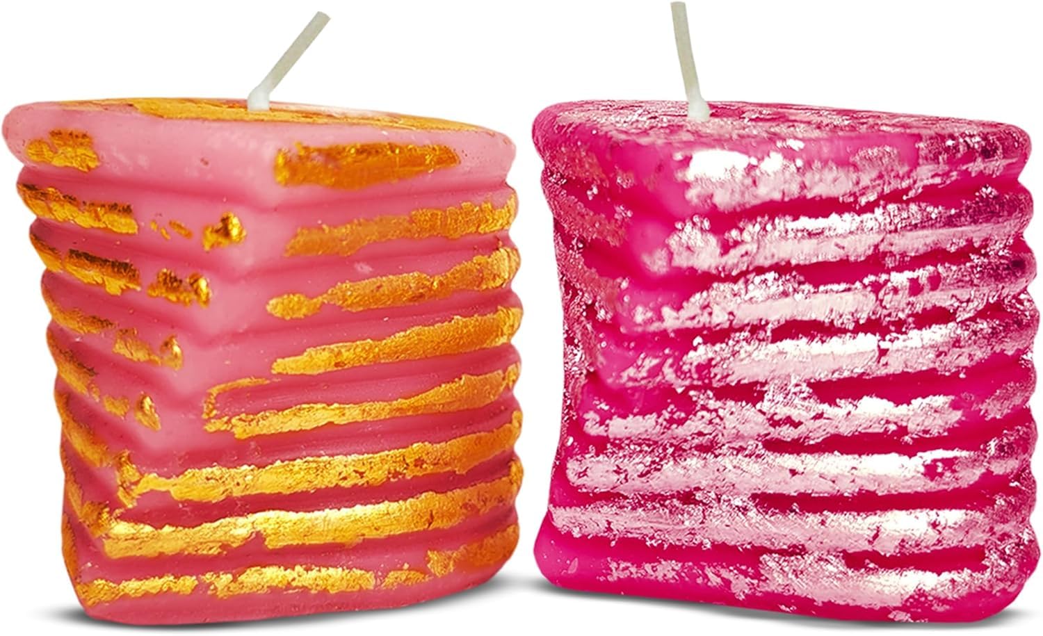 Urban Posh – 2-Pack Heart Foil Scented Candles – Gold & Silver Finish – Jasmine & Lavender Aromas – Romantic Gift for Valentine’s Day, Weddings & Home Decor