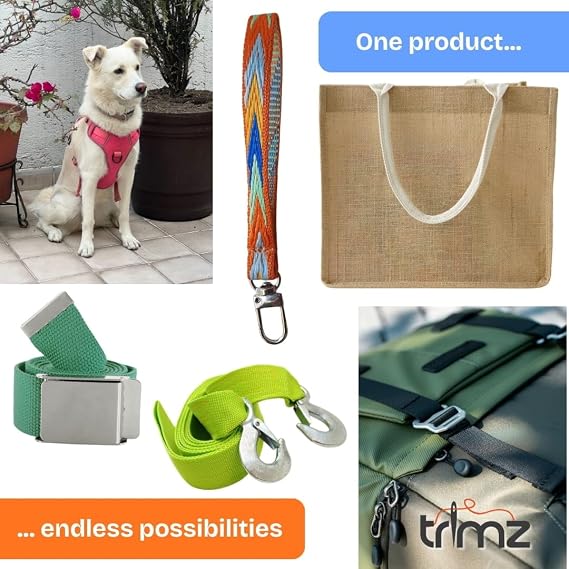 Trimz Cotton Blend Webbing Roll – 25mm x 10m, Black – Strong Durable Strap (70% Cotton, 30% Polyester) for Upholstery, Crafts, Bag Making, Pet Collars & DIY Projects