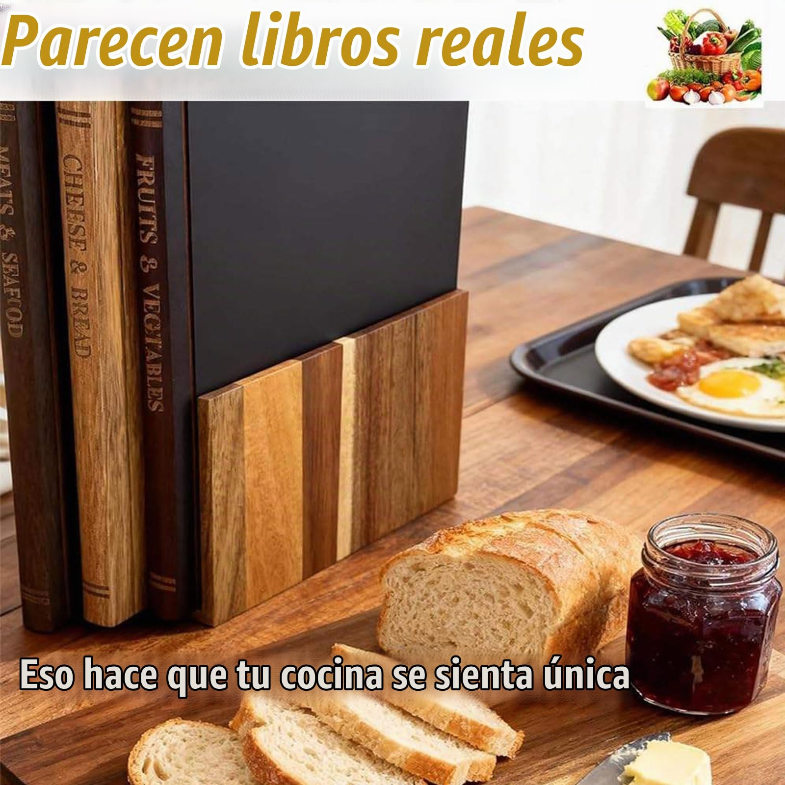 Juego de 3 Tablas de Cortar en Forma de Libro con Soporte, Tablas de Cortar en Forma de Libro, Accesorios Multifuncionales Para Preparar Alimentos y Mostrar en la Encimera de la Cocina