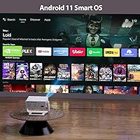 Vista 2 de Projector With Wifi And Bluetooth, Built in Apps 4K Support Smart OS Portable Bedroom Projector Native 1080P with 120° Rotation, 20000Lu Auto