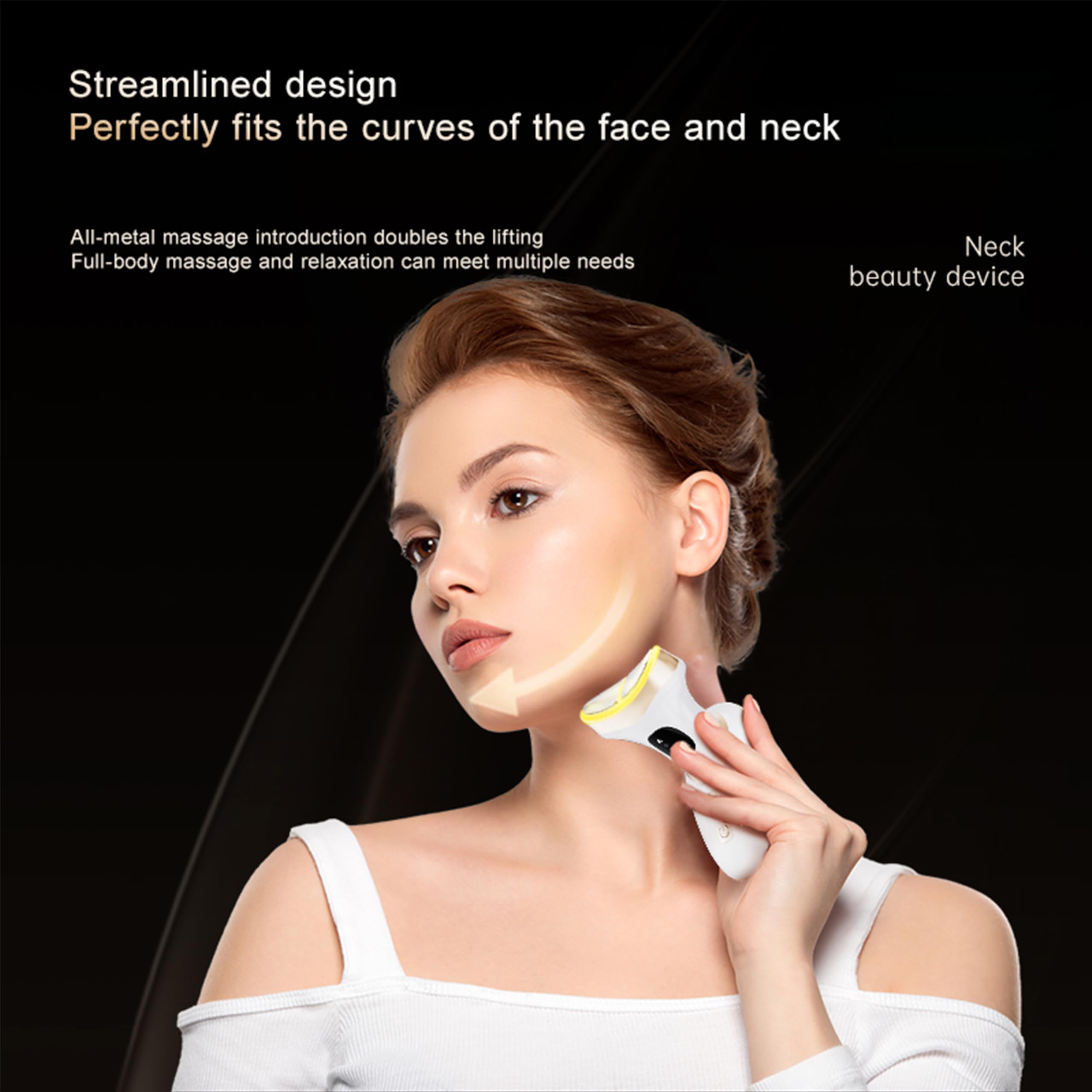 Elitzia Neck Beauty Massager 7-Modi-Kühl- und Heizgerät mit EMS-Mikrostrom und Vibration 85°-gebogenes Design für Lifting und Faltenreduzierung Wiederaufladbares Gesichtspflegegerät ET065