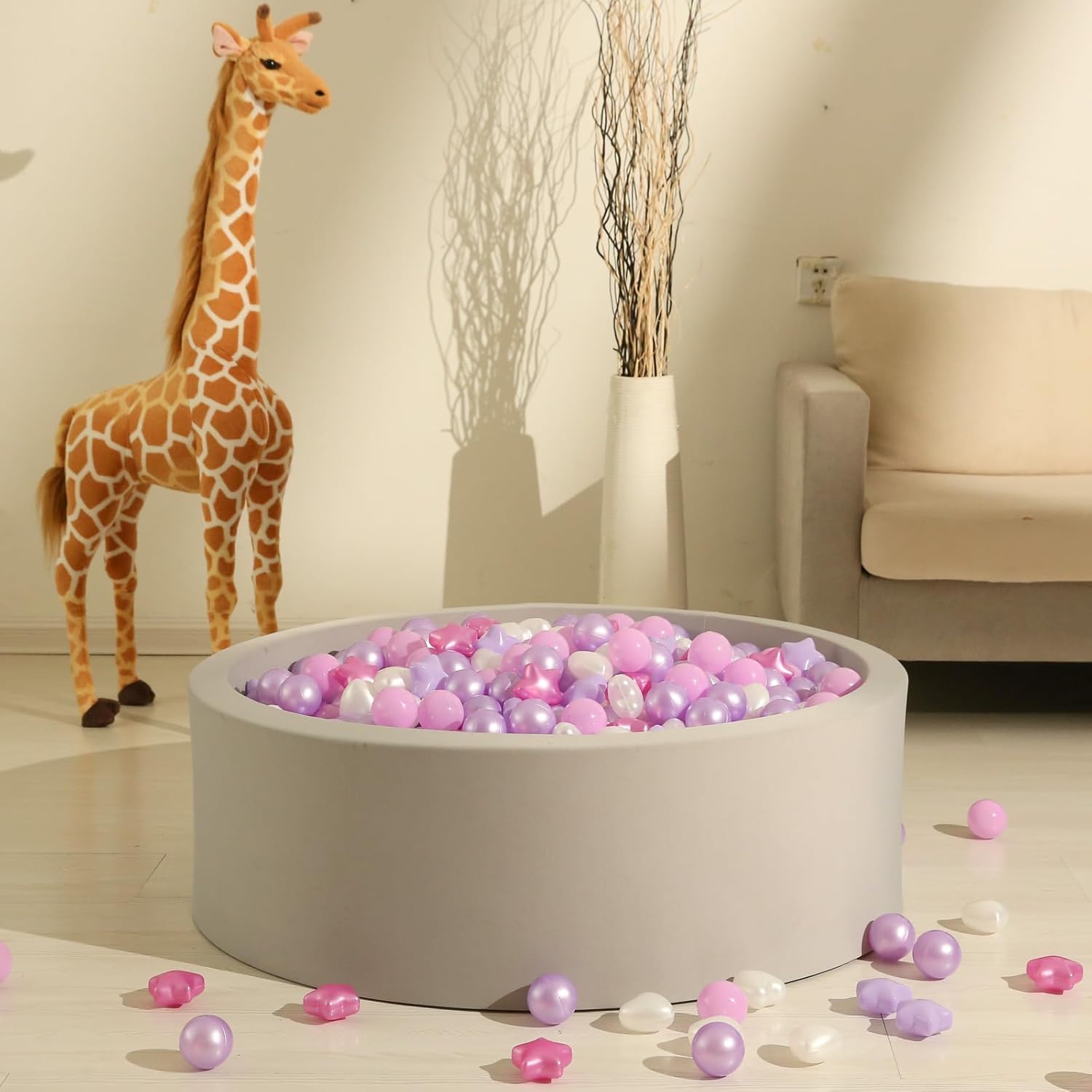 GOGOSO Ball Pit Balls,Plastics Balls for Ball Pit, Stars Hearts Shape for PastelBall for Toddlers Kids - Image 6