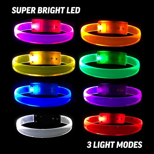 Miniatura 2 de Paquete de 8 bandas mágicas  Brilla en la oscuridad  Luz intermitente para conciertos  Luces de correr para corredores  Pulsera con luz de varios