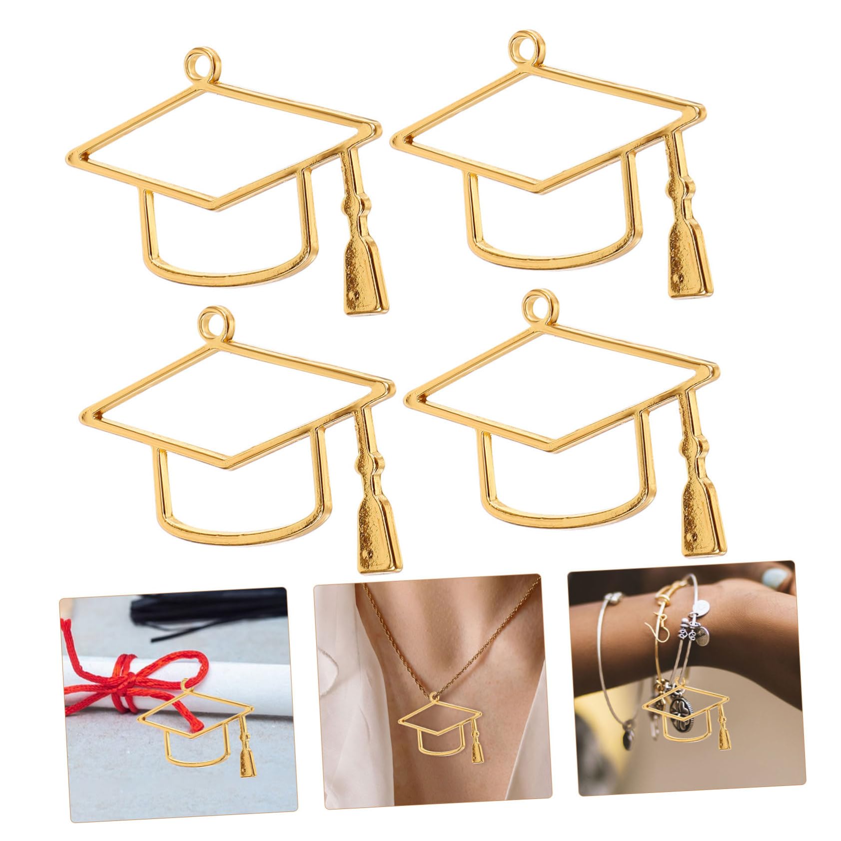ARTIBETTER 5 Series Accesorios Para Birrete De Graduación Amuletos De Tapa De Graduación Encantos De Graduación Amuletos Para Hacer Joyas Gorro De Graduación Golden Aleación 10 Piezas X 5