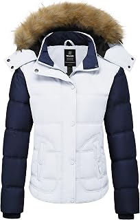 Wantdo Women's Hooded Quilted Winter Parka with Detachable Fur Trim