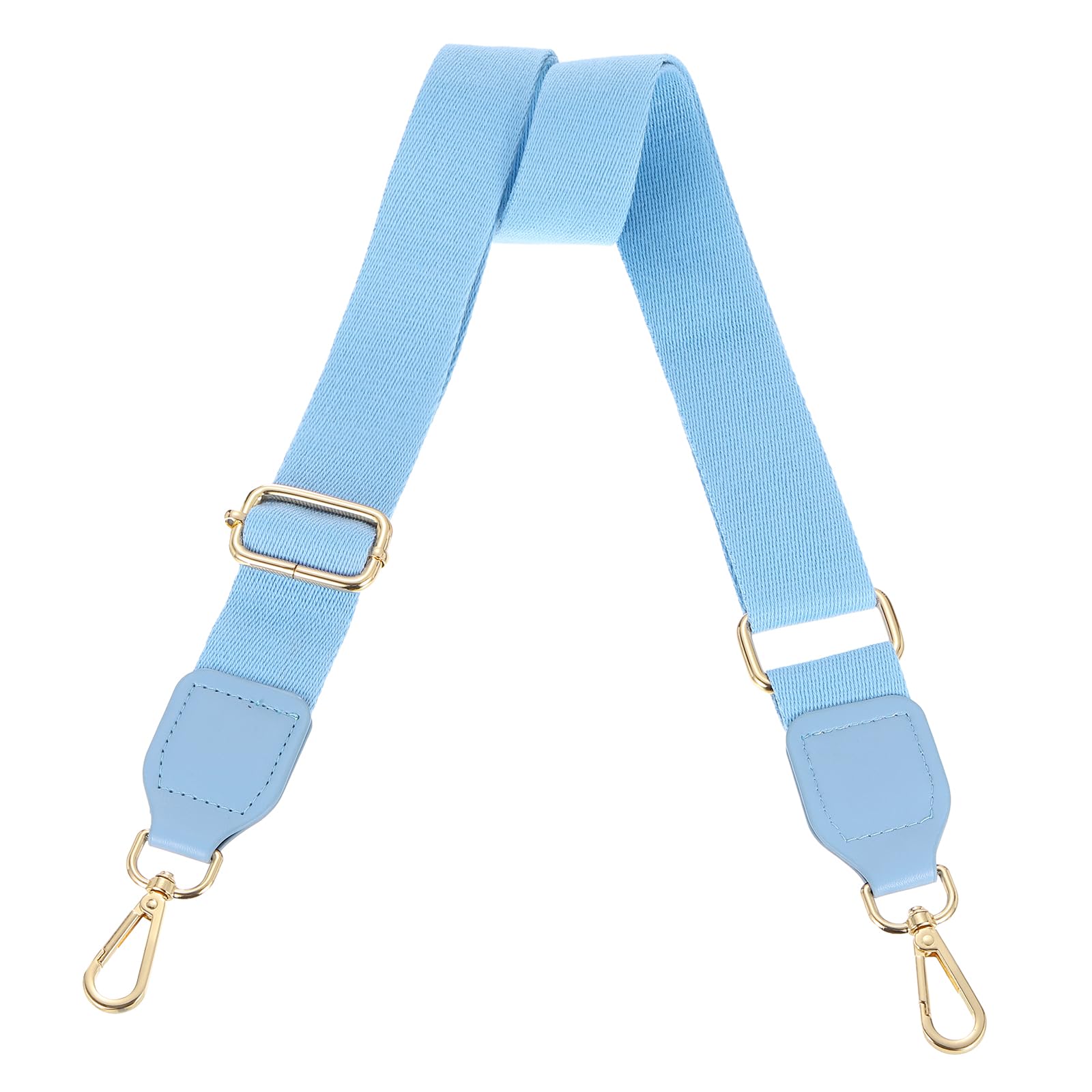 uxcell Wide Shoulder Strap, 3.8cm Adjustable Purse Strap Replacement Crossbody Strap for Shoulder Bag Handbag, Sky Blue, Light Gold Square Mouth