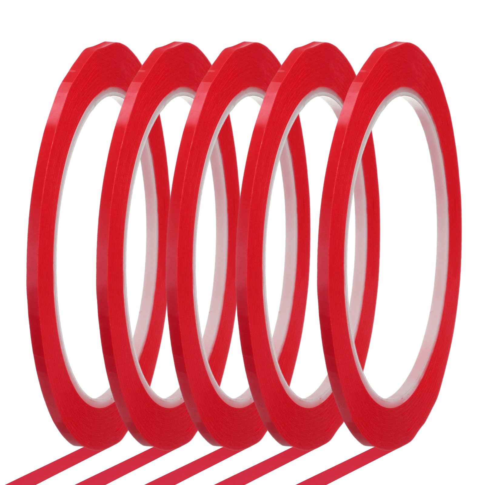 sourcing map Whiteboard Tape 3mm x 66m Pinstripe Graphic Chart Line Grid Marking Tapes for Classroom Office Dry Erase Board Art, Red, Pack of 5