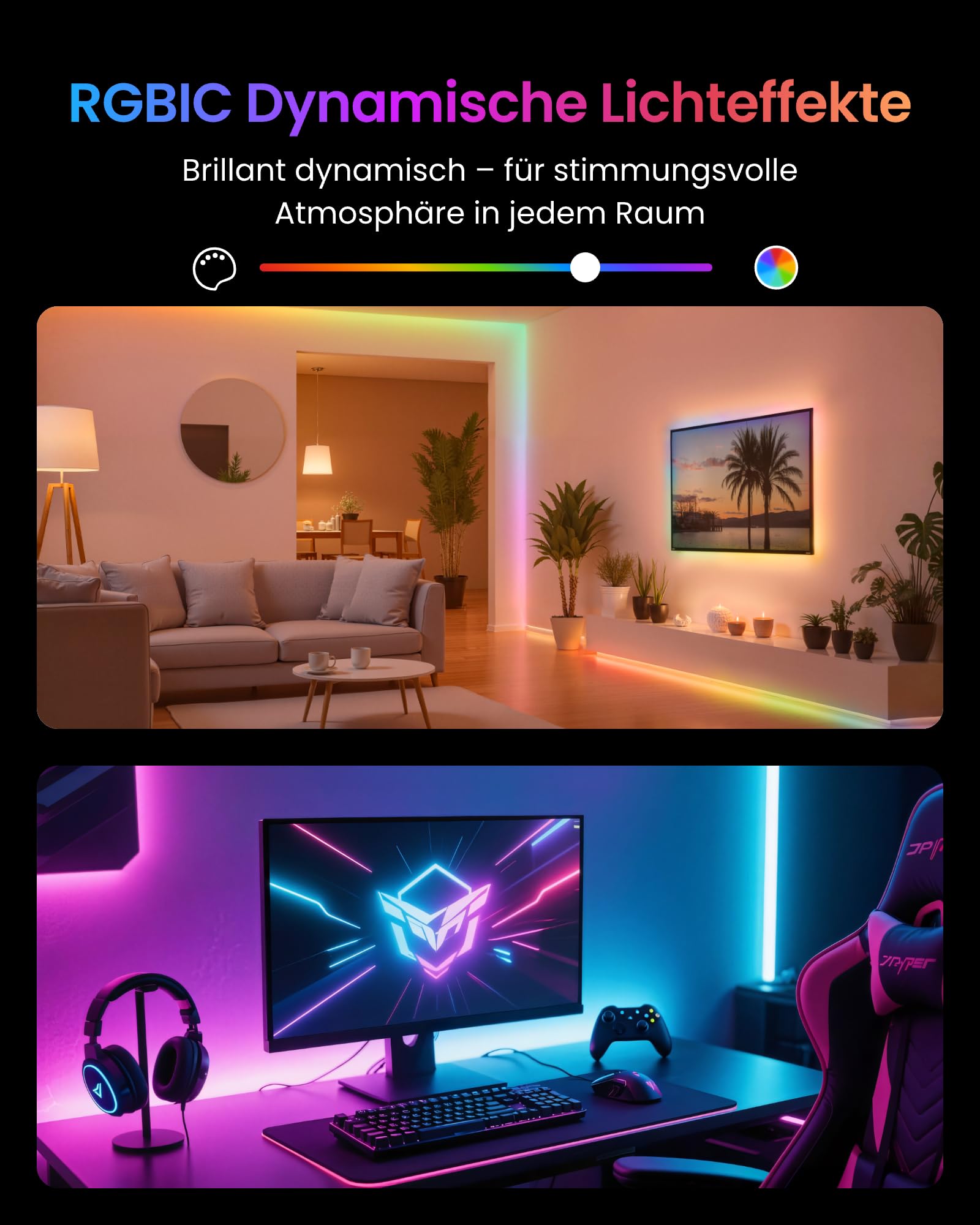 SwitchBot RGBICWW taśma LED 5 m, 72 diody LED / m Matter, kompatybilna z Apple Home, Alexa, Google Home, sterowanie aplikacją, 16 milionów kolorów, tryb muzyczny, LED, do sypialni, telewizora