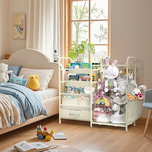 Miniatura 2 de Almacenamiento de juguetes con estantería para niños, organizador grande de juguetes de almacenamiento de animales de peluche con bolsillo, estante