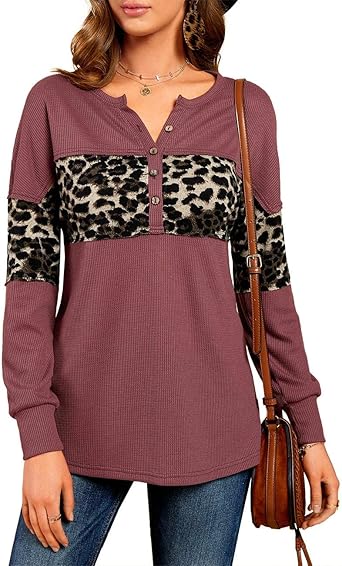 Waffle casual lapel short sleeve henley shirts Clearance