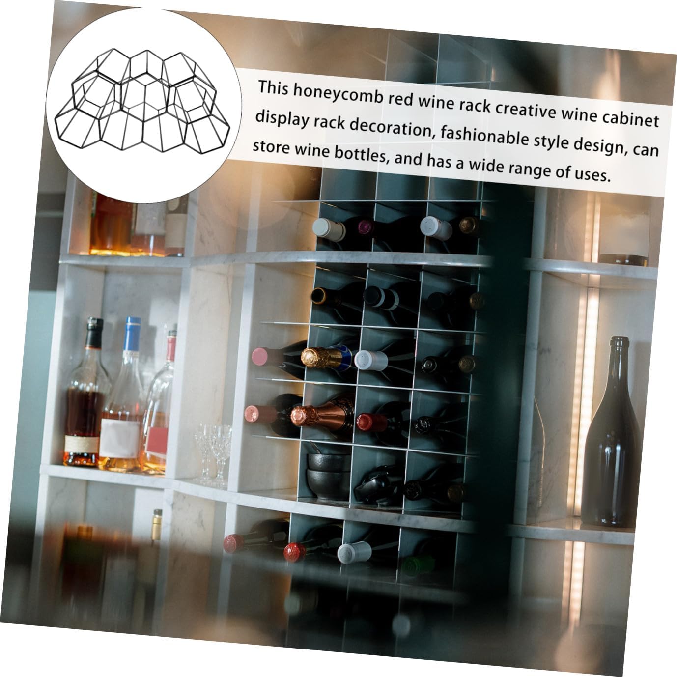 Honeycomb Metal Wine Rack Stand 7 Hole Vintage Iron Storage Display for Bar