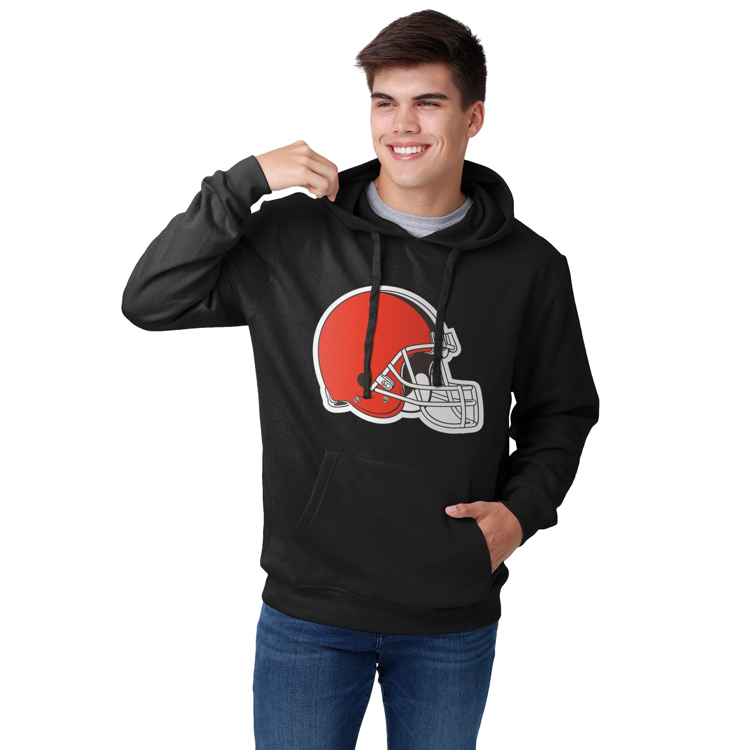 FOCO Men's NFL Logo Solid Hoodie Hooded Sweatshirt, Team Color, L