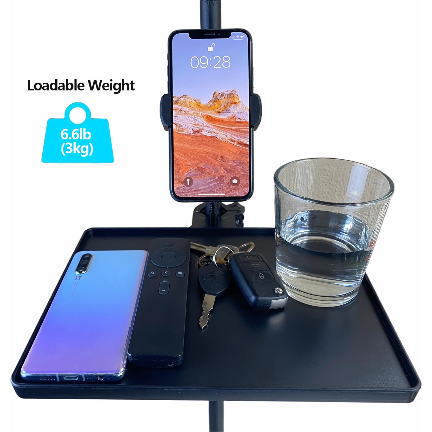 Support De Micro Avec Support De Téléphone, Plateau à Clipser Compatible Avec La Plupart Des Accessoires De Salle De Musique, Support De Microphone Pour Scène, Diffusion En Direct, Concert, Karaoké