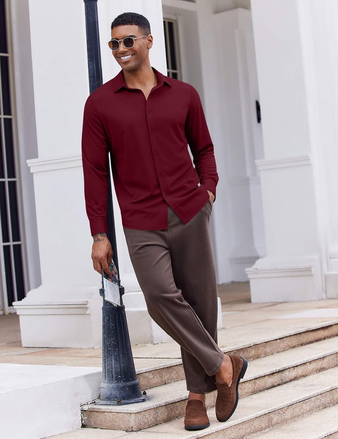 COOFANDY Mens Casual Button Down Shirt Long Sleeve Wrinkle Free Shirts Stretch Dress Shirt - Image 4