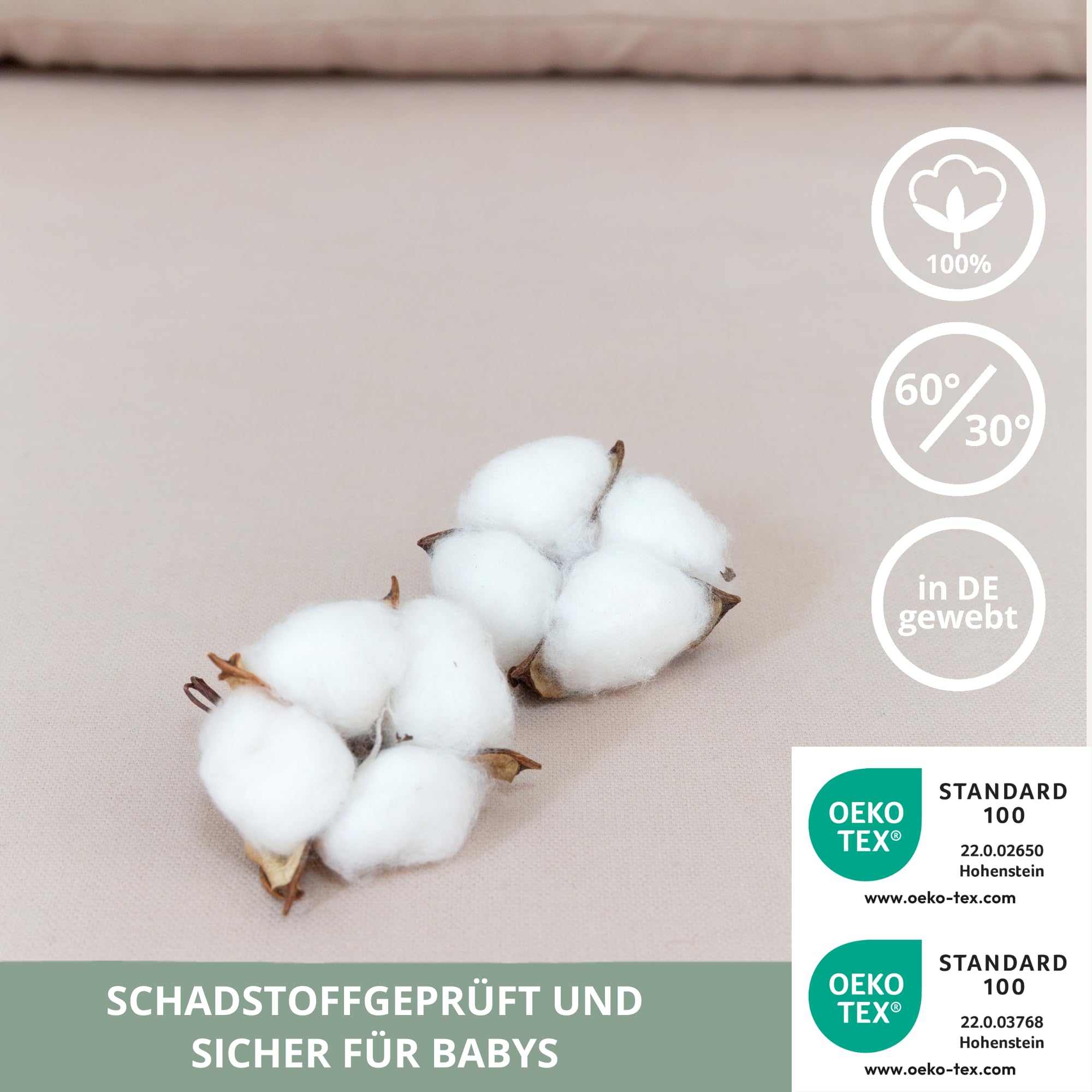 LIMMALAND Wickelauflage 76 × 79 cm mit Wickeltischumrandung – aus 100% Baumwolle, waschbar, sanfter Liegekomfort (Pure Beige) - 5