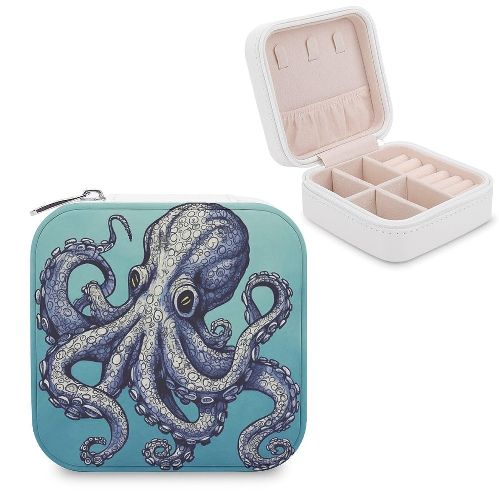 VstaDank Octopus Design Jewelry Box for Women Custom Travel Jewelry Case Personalized Travel Jewelry Boxes Small Portable Jewelry Organizer Box for Rings Necklaces Bracelets Earring