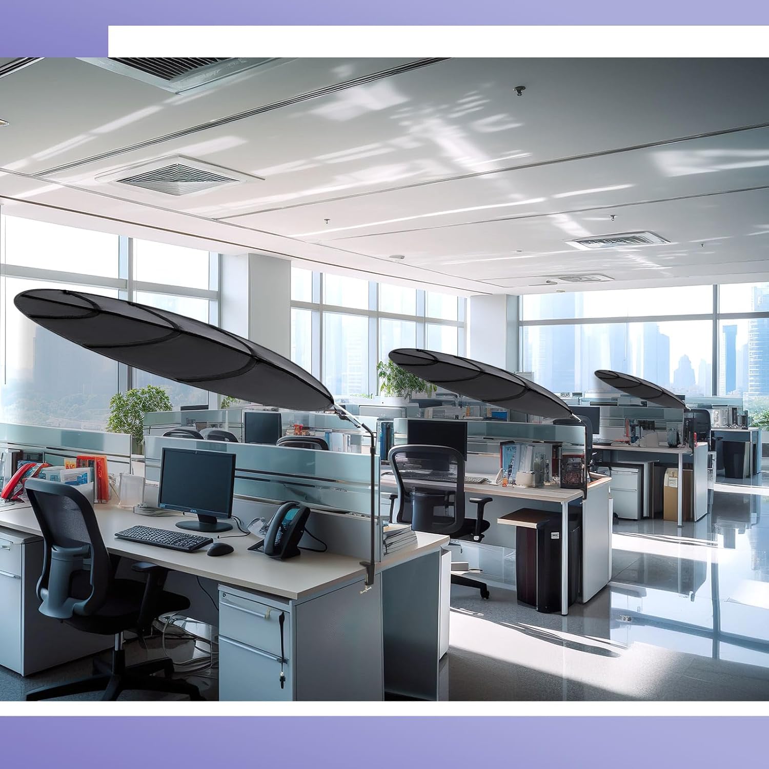 Juexica 1 Pack Large Adjustable Office Cubicle and Desk Shade,51'' Portable Cubicle Light Shade with Clamp Foldable Rotatable Canopy Blocks Light or Disturbance for Working Accessories (Stars)