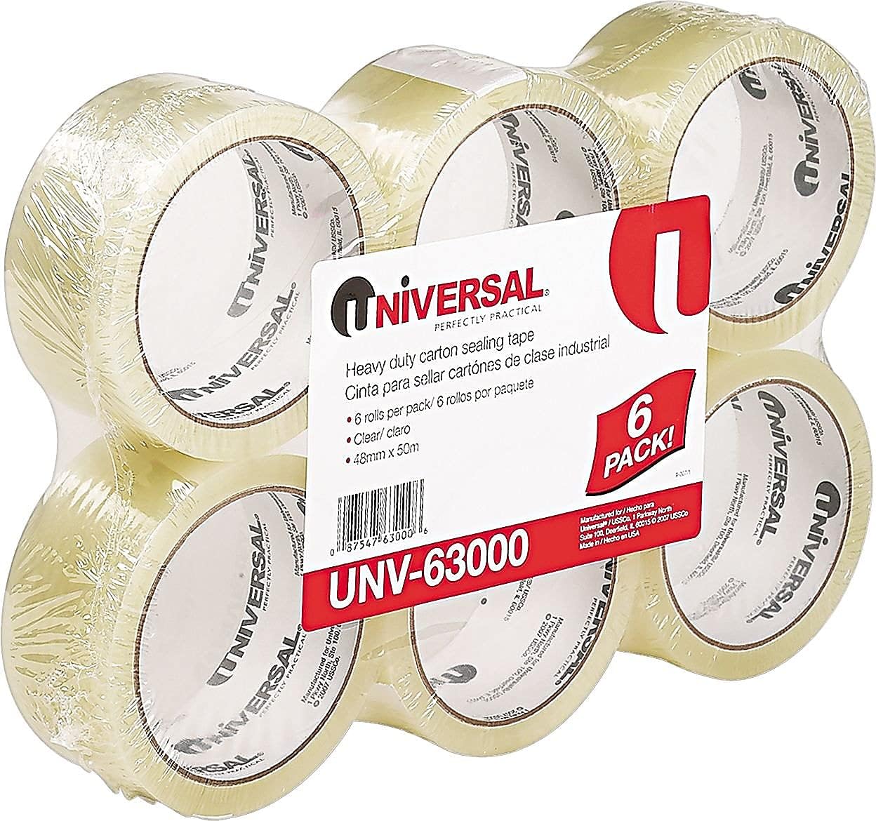 Universal Box Sealing Tape, 6/Box