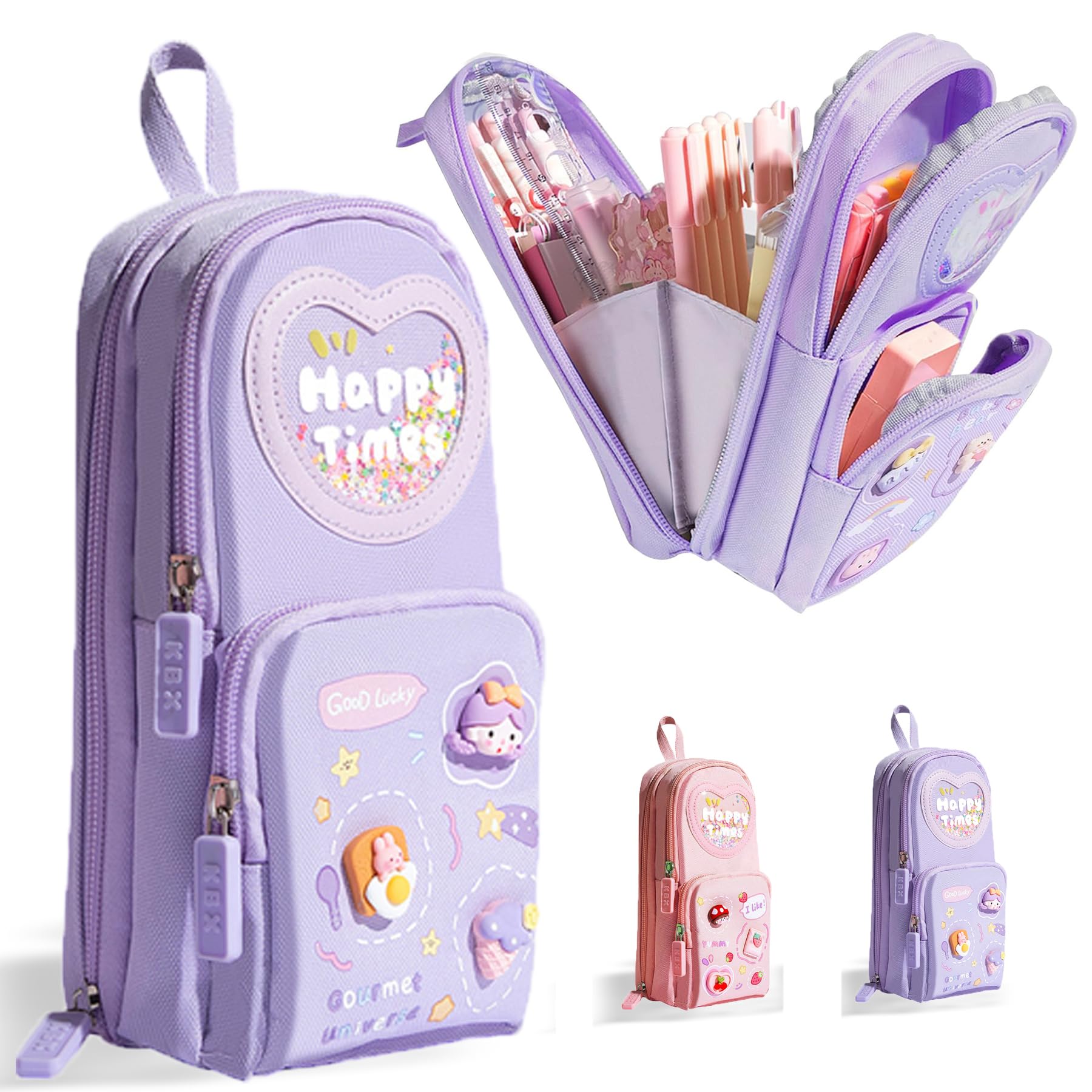 Trousse scolaire Violet (3 compartiments)
