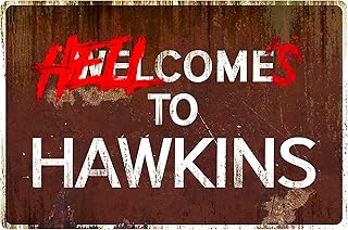 Flinelife Welcome to hawkins,Hell comes to hawkins sign,12x8, Stranger wall sign decor, Perfect for Stranger Fans gifts