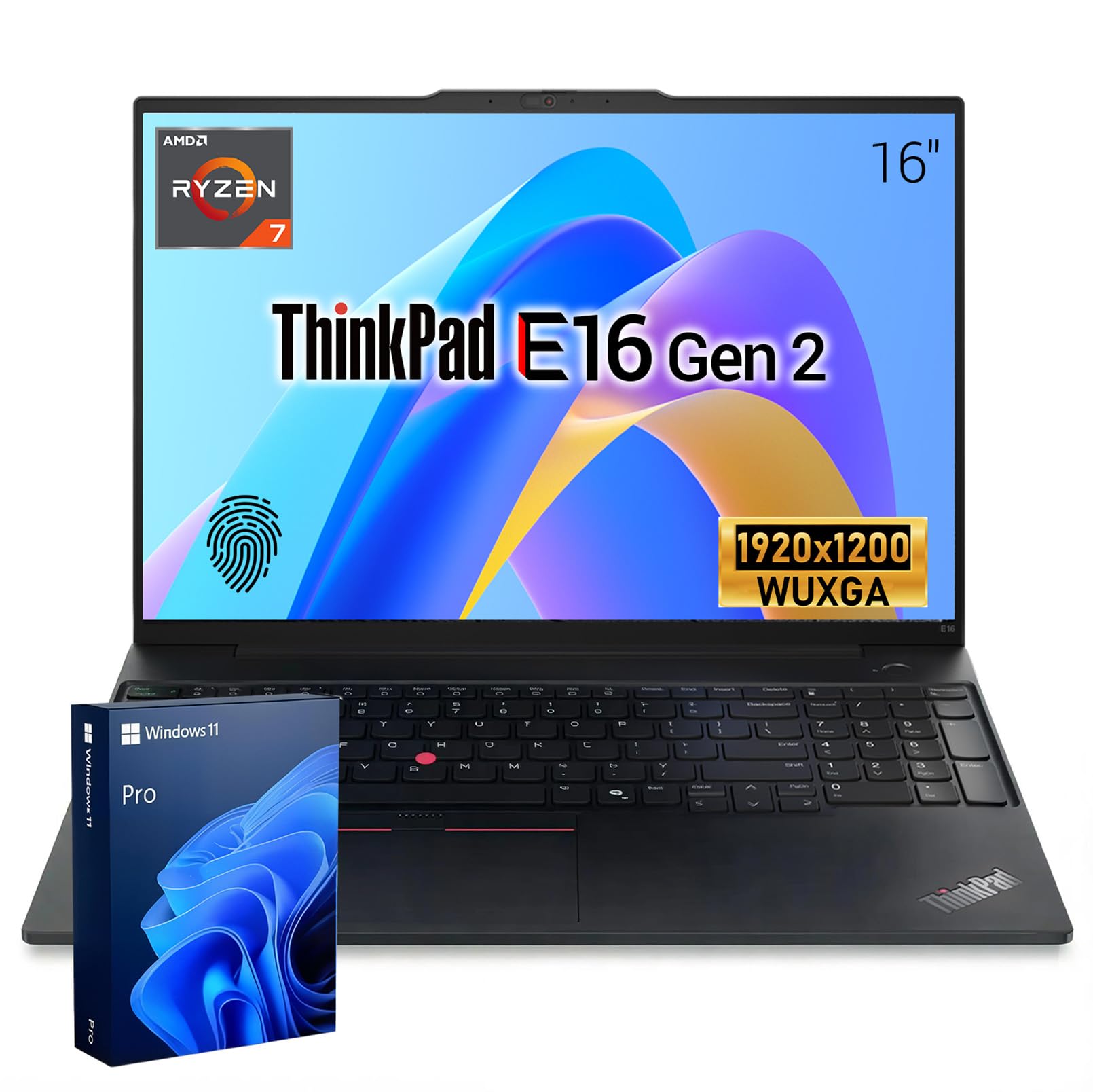 Lenovo ThinkPad E16 Gen 2 AMD Ryzen 7 7735HS Business Laptop, 16GB + 512GB