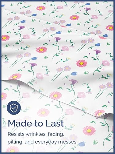 Miniatura 4 de CGK Linens Sábanas tamaño queen, juego de 4 piezas, floral, color rosado, temática de flores, ultrasuave, transpirable, lavable a máquina, para