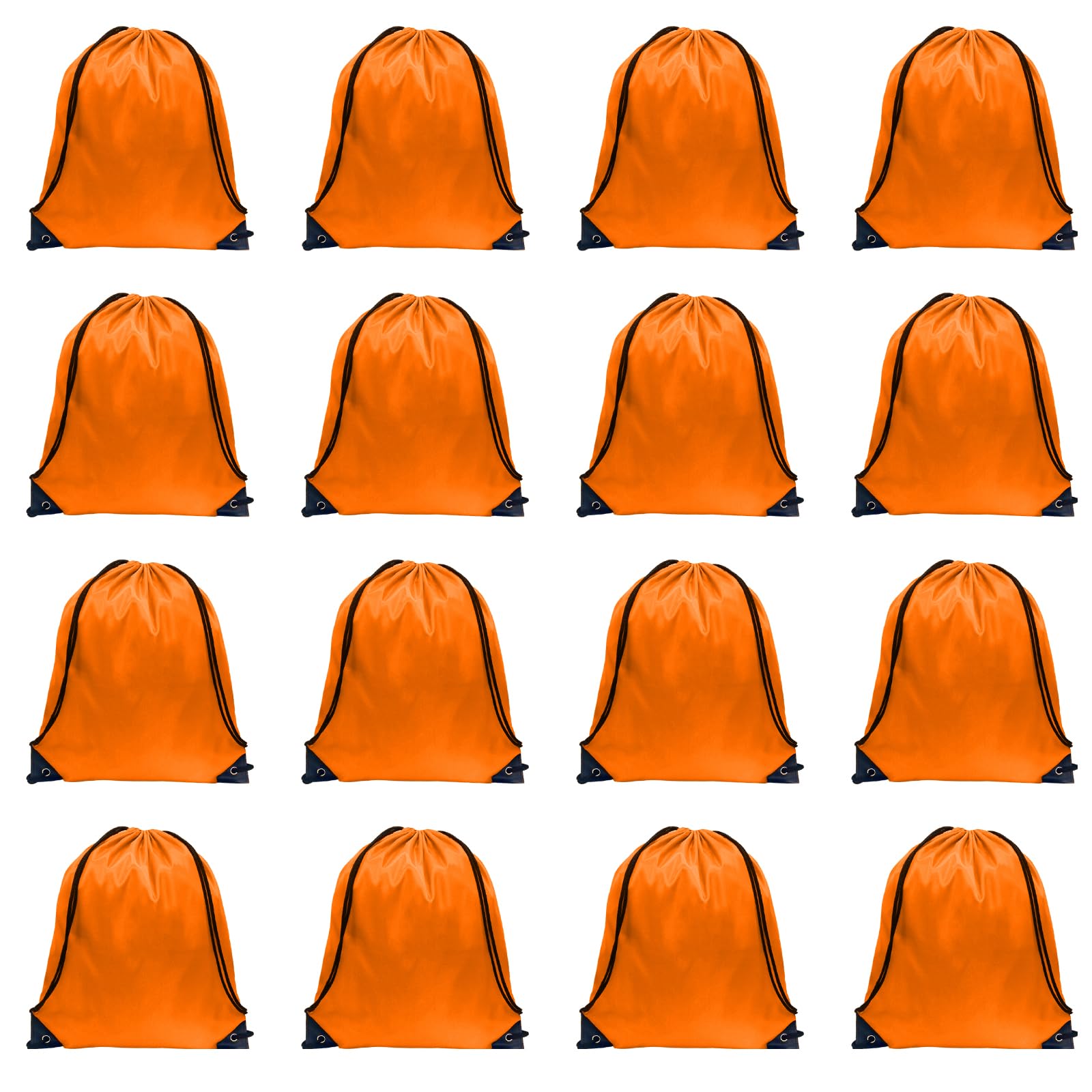 GoodtoU Drawstring Bags, Nylon Backpack Draw String Back Bag Cinch Sack Gym Bag for Sport, Traveling, Team (Orange, 16Pcs)