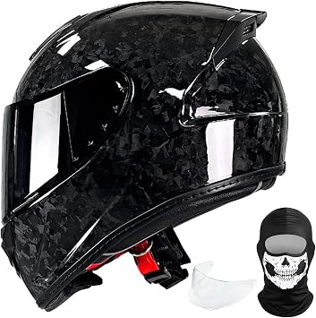 Carbon Fiber Motorcycle Helmet Full Face Adult Motorcycle Helmet with Rear Wing ECE Approved Men Women Motorbike Street Bike Helmet with Sun Visor