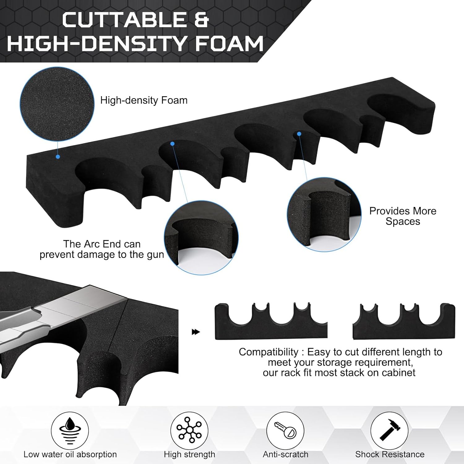 Gun Rack for Gun Storage, Gun Safe Accessory for Shotguns, Gun Holder in Gun Cabinet, Shotgun Rest, Foam Material with Magnetic Strip and Hook Strip, Gifts for Hunters