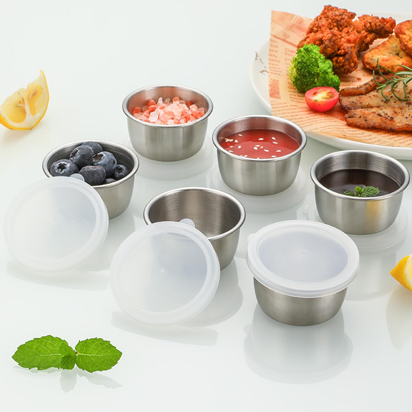 Lot De 6 Récipients à Vinaigrette à Emporter, Petits Gobelets à Sauce