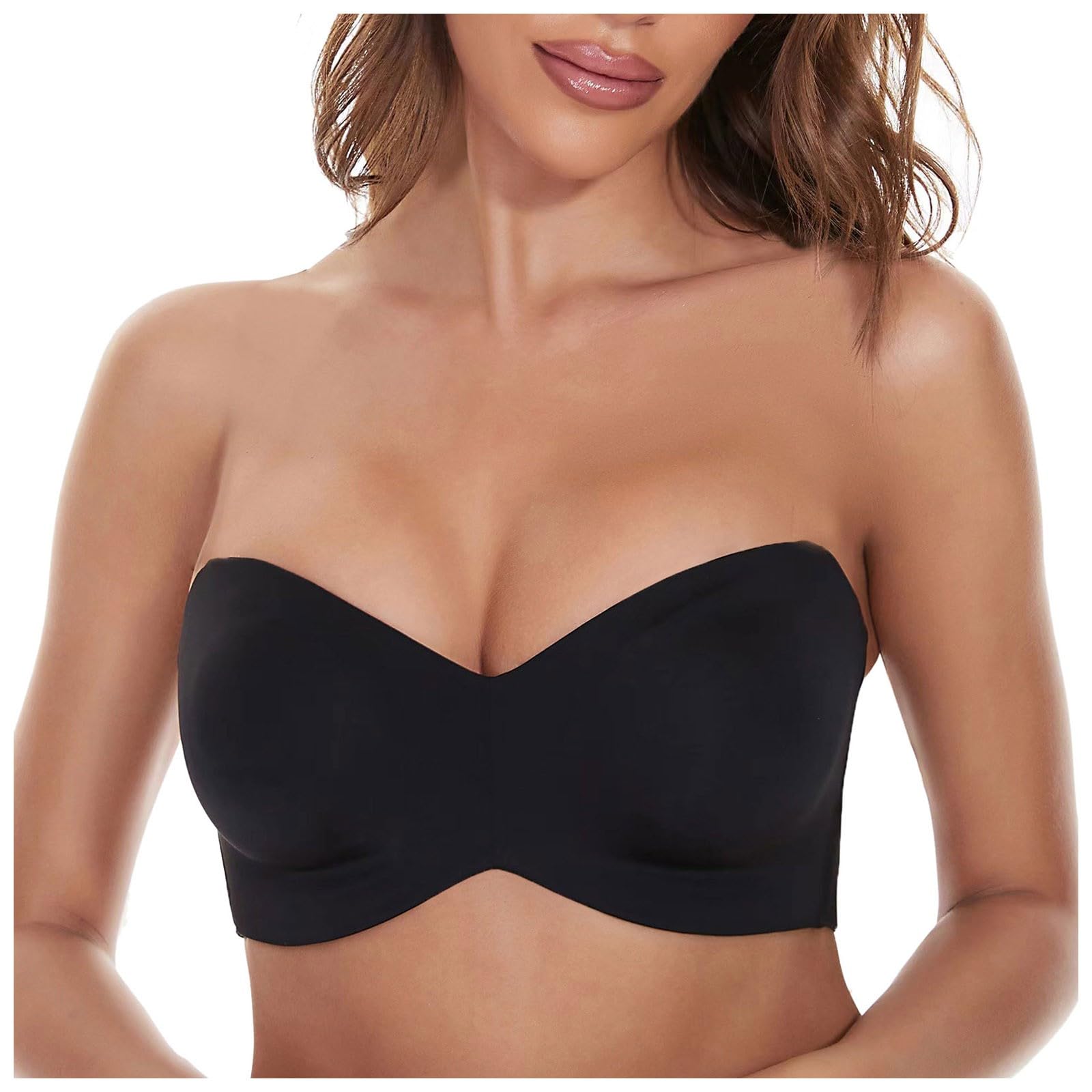 Sexy Bra for Women with Removable Straps Tube Top Type Ultra Thin Underwear, Black, 44E