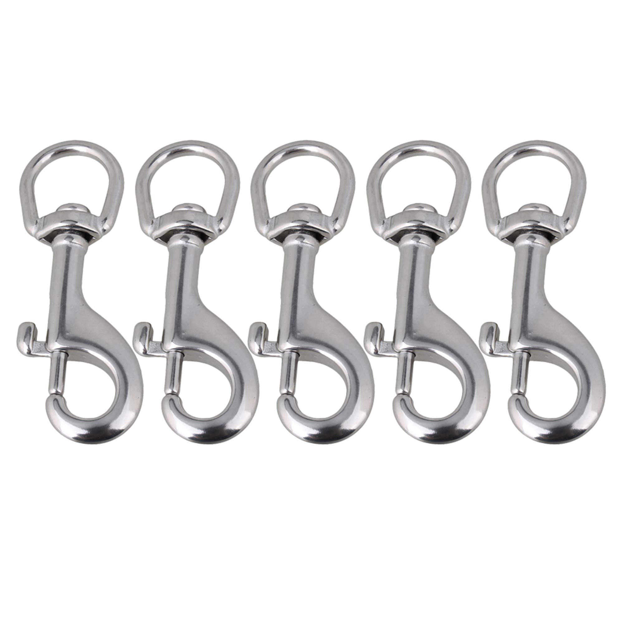 CNBTR Round Eye Swivel Bolt Snap Hooks Key Chain Clip Stainless Steel 90mm Silver Set of 5