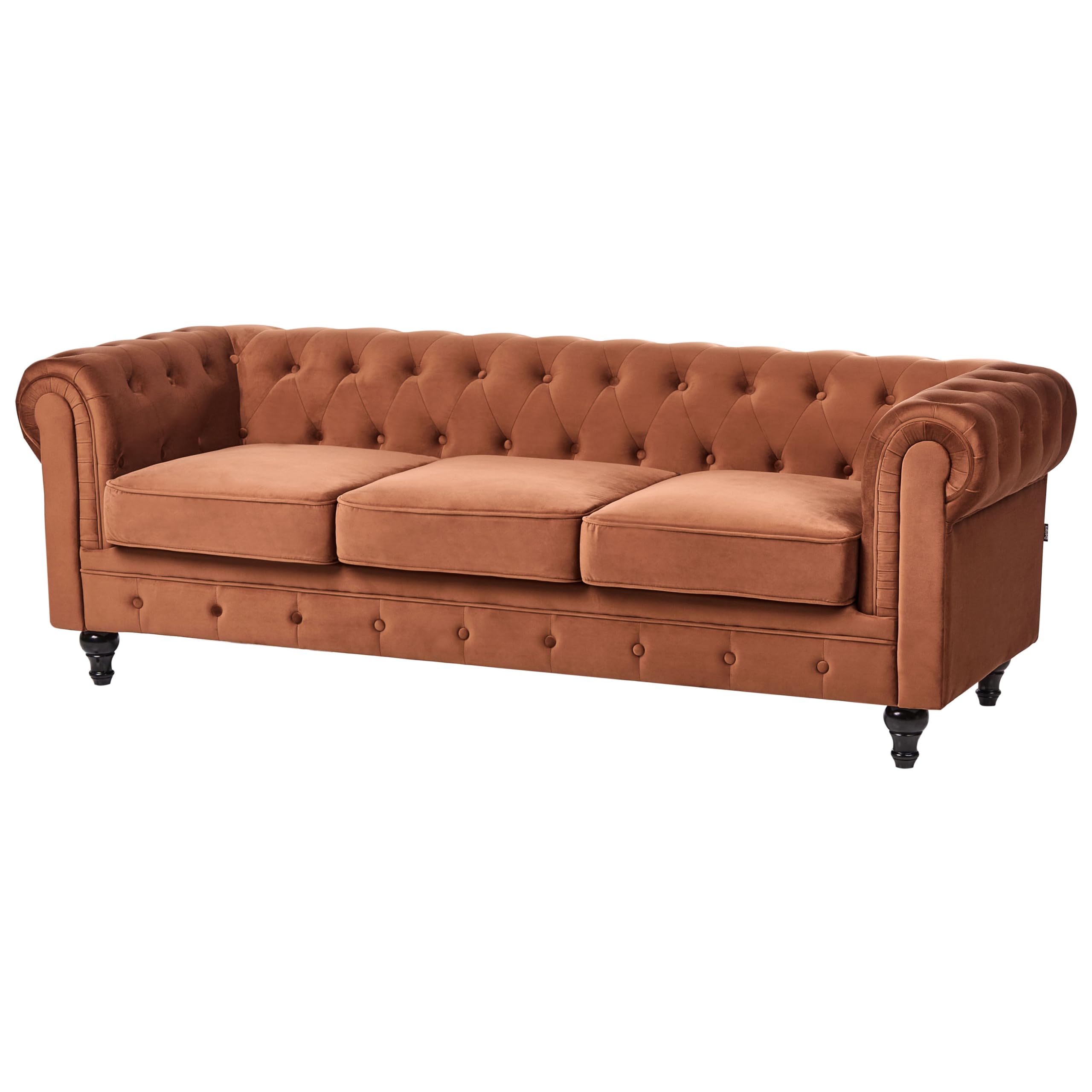 Klasyczny zestaw wypoczynkowy sofa fotel pikowany welur złoty brąz Chesterfield