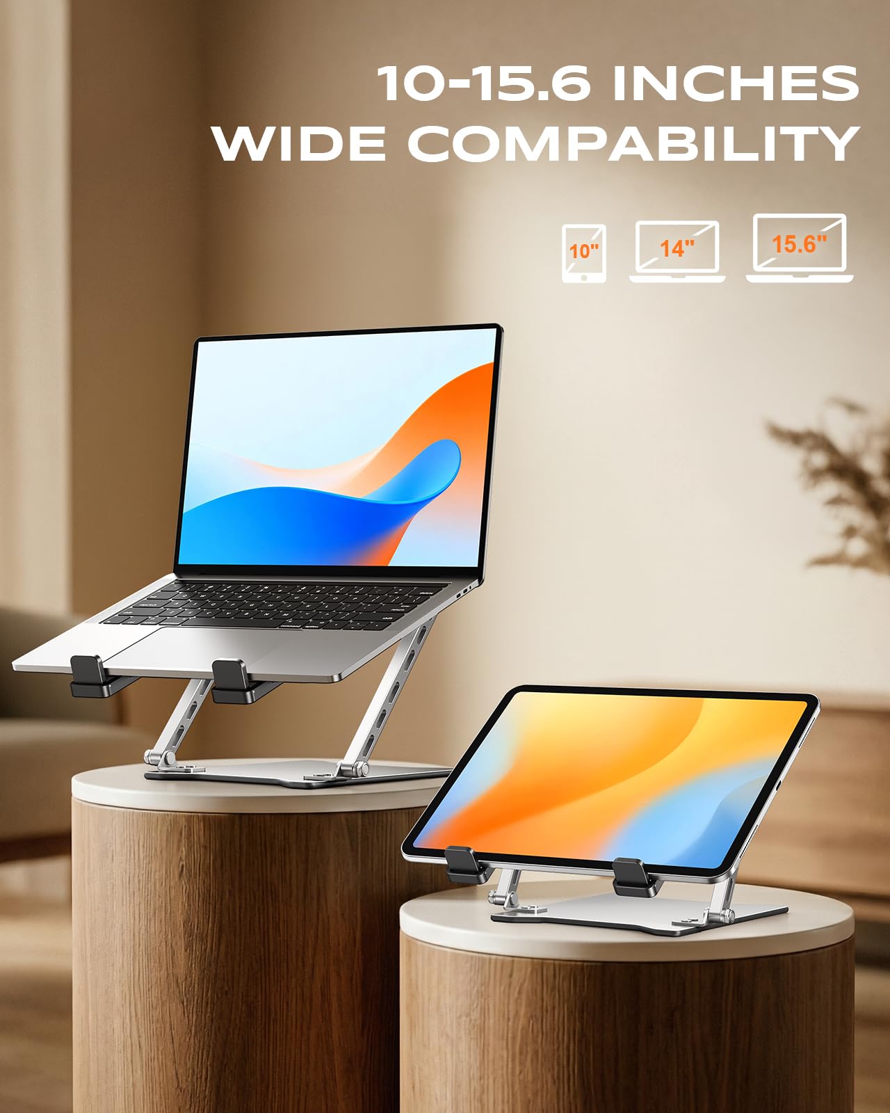 RIWUCT Supporto portatile ultra sottile per scrivania, regolabile in altezza e supporto a doppia barra per computer portatile, supporto ventilato per computer portatile, compatibile con MacBook/Dell