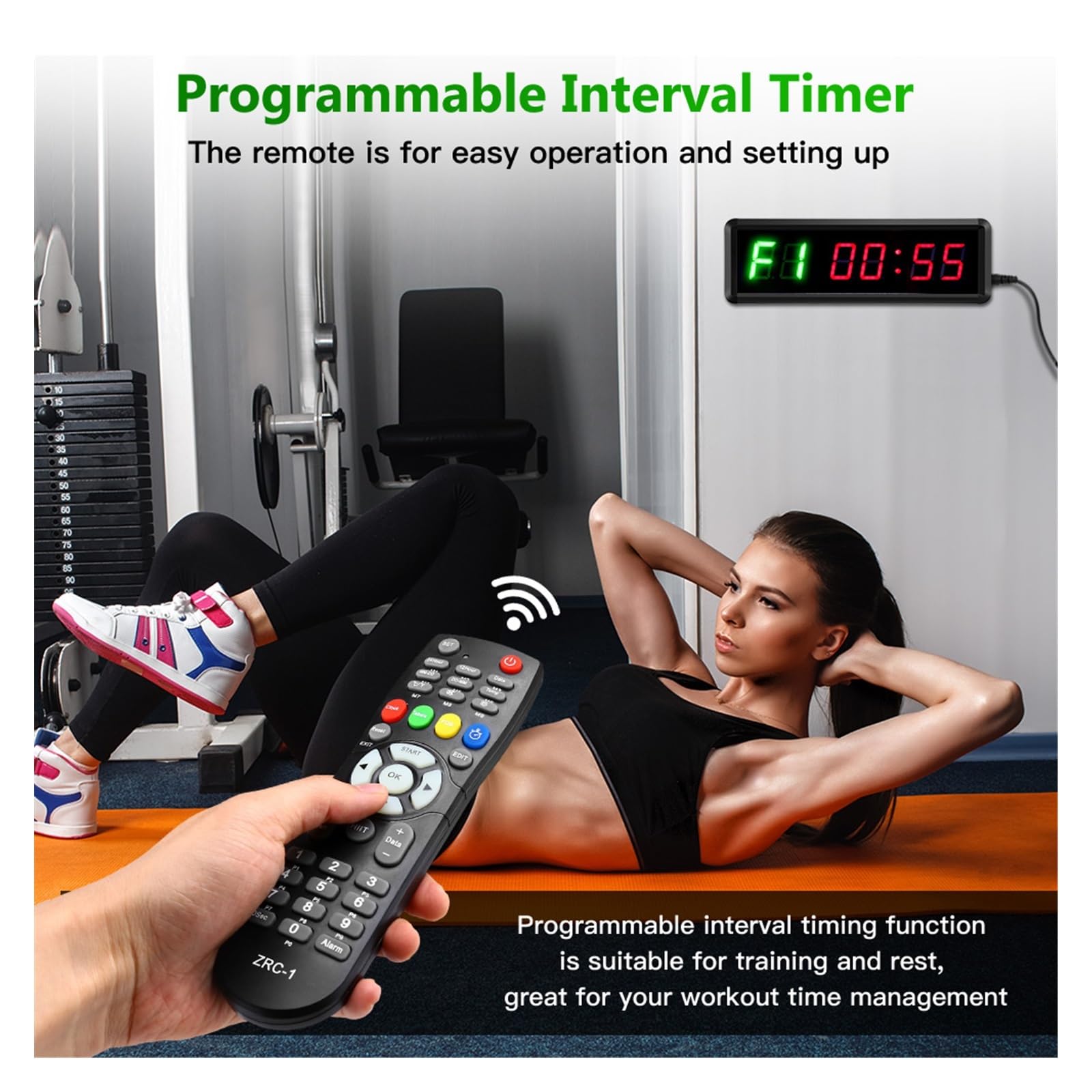 Reloj digital Temporizadores de intervalo LED programables, temporizador de gimnasio de alto carácter de 1,5 ", Tabata, cronómetro, temporizador de entrenamiento de Fitness de cuenta arriba/abajo Sens