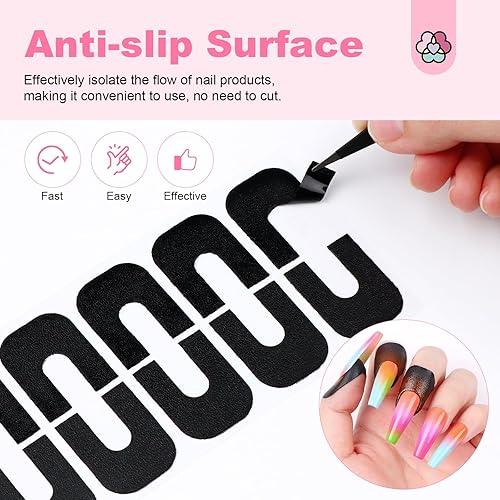 Miniatura 7 de SAVILAND Protector de esmalte de uñas para dedos 100 piezas de protección UV en forma de U, protector de cutículas para pintura de uñas, cinta