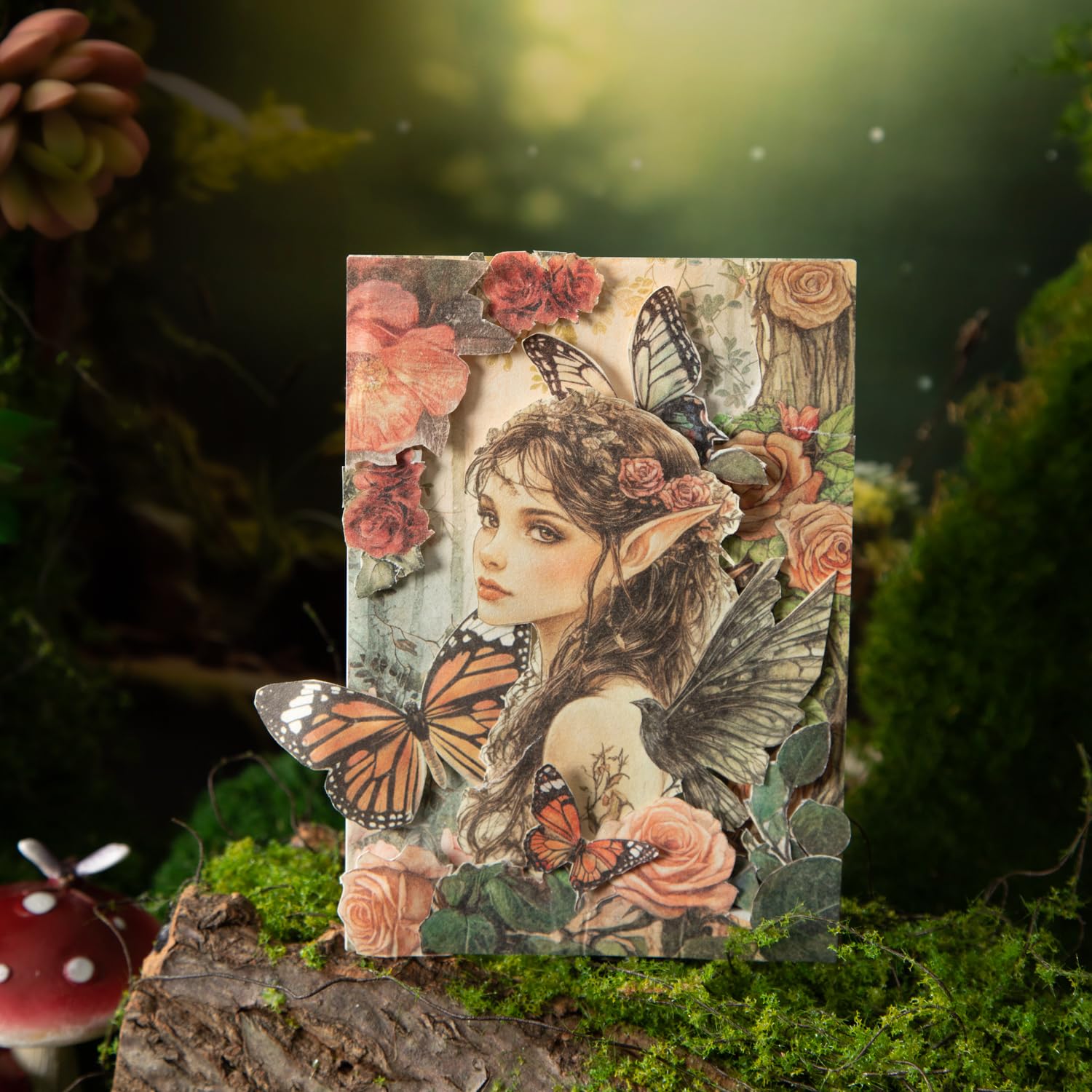 Zestaw papieru w stylu vintage, bajka, decoupage, 180 arkuszy, fantazyjna, kryptydowa, syrenka, pamiętnik księżniczki, efemerydy, zestaw do kolażu, dziennika śmieci, projektów artystycznych