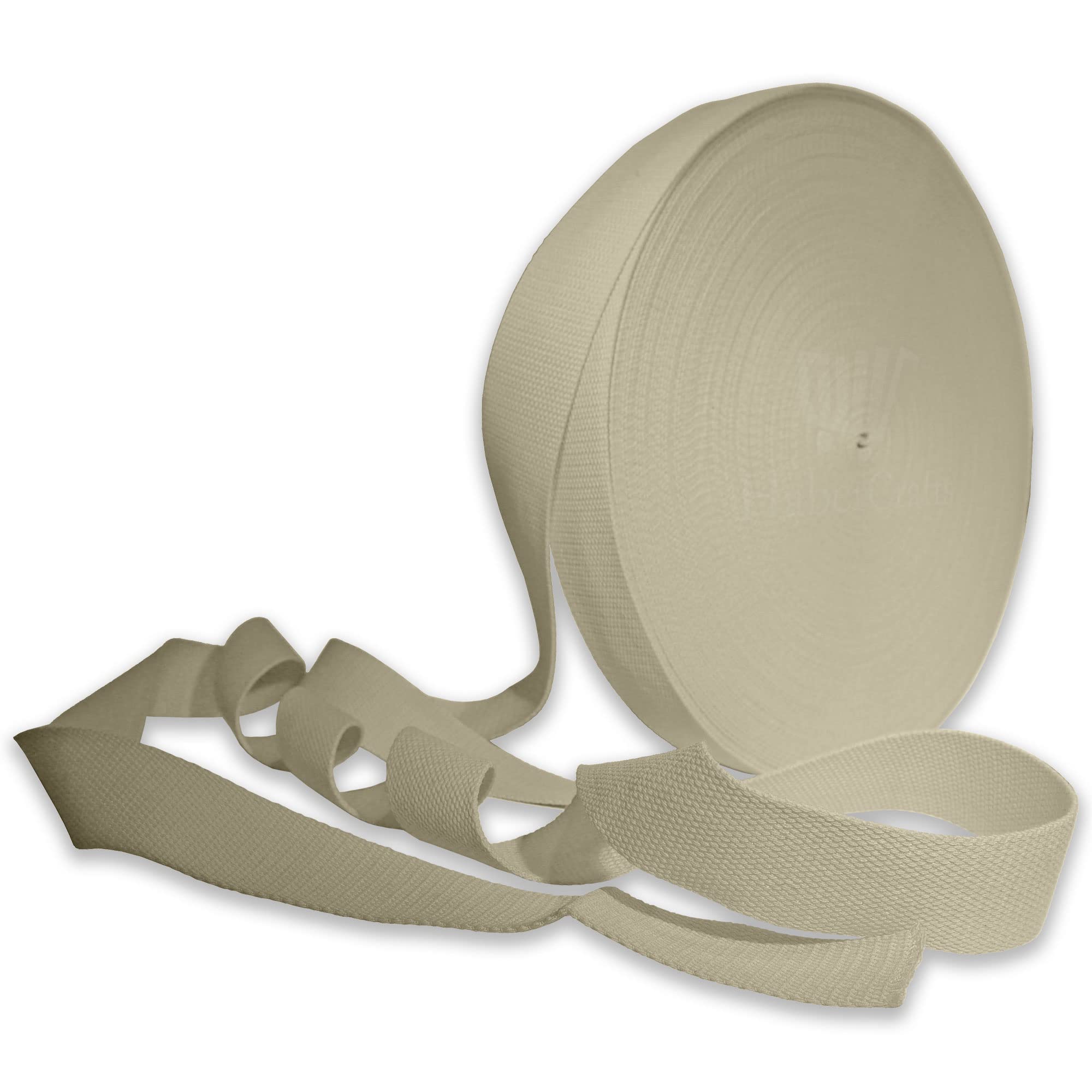 25mm Heavy Duty Webbing Belt Strap Upholstery Webbing Cotton Blend 1 Inch Webbing for Bag Straps Rucksack Backpacks Luggage Bag Strap Cargo Strapping Belts (Cream - 25mm - 3 Meters)