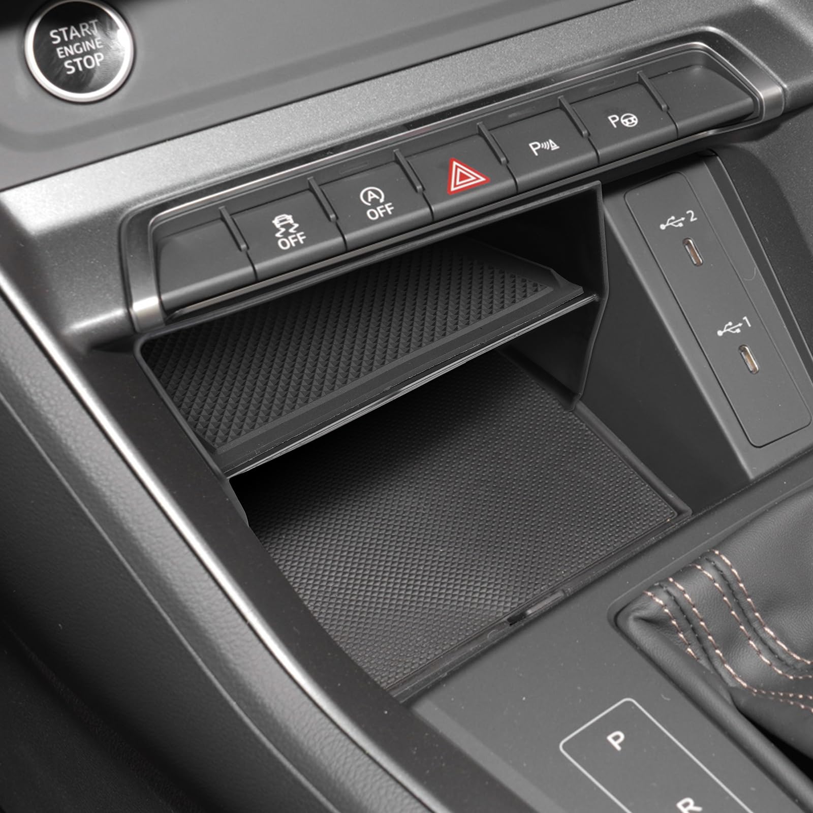 BIBIBO Organizer Per Console Centrale – Compatibile Con Audi Q3 F3 (2019-2022), ABS, Con Tappetino Antiscivolo - 3