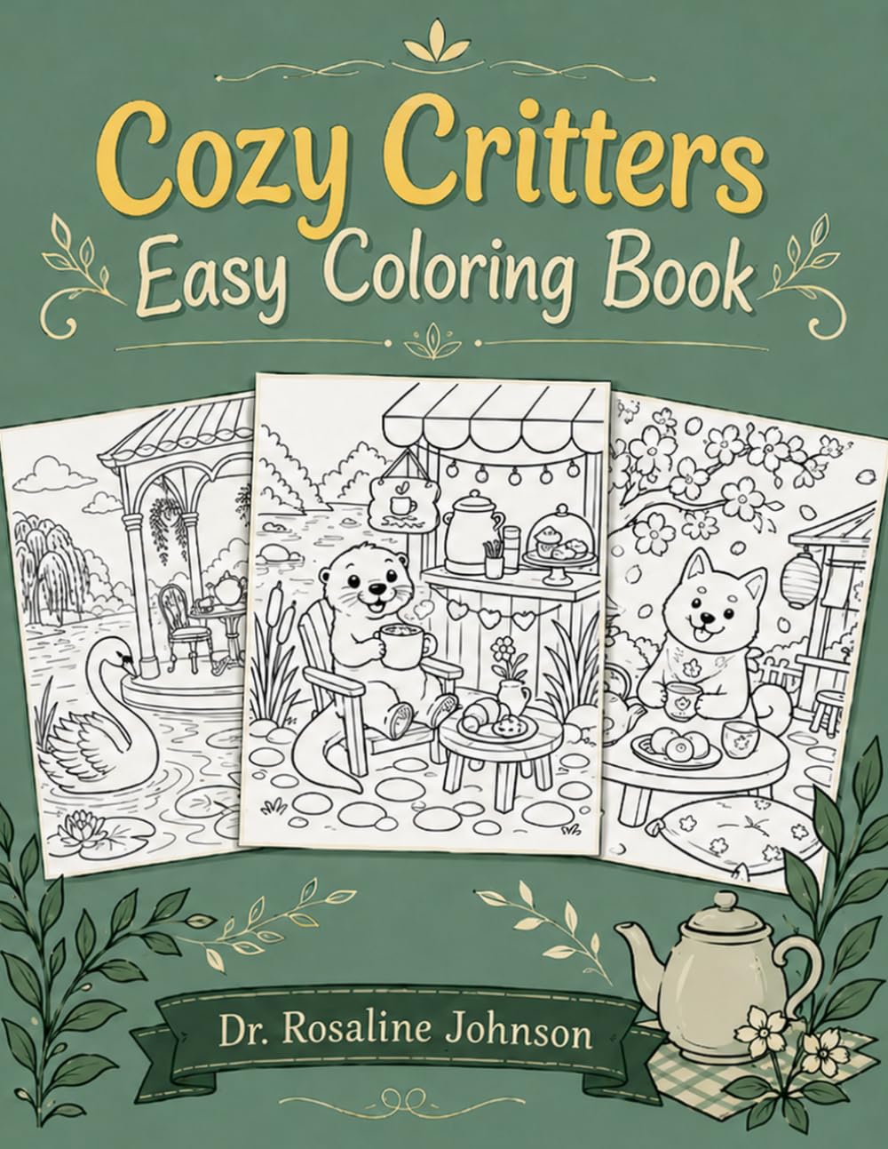 Cozy Critters: An Easy, Whimsical Coloring Book of Animals, Pastries, Coffee, Tea, Books, and Peaceful Cafe Scenes