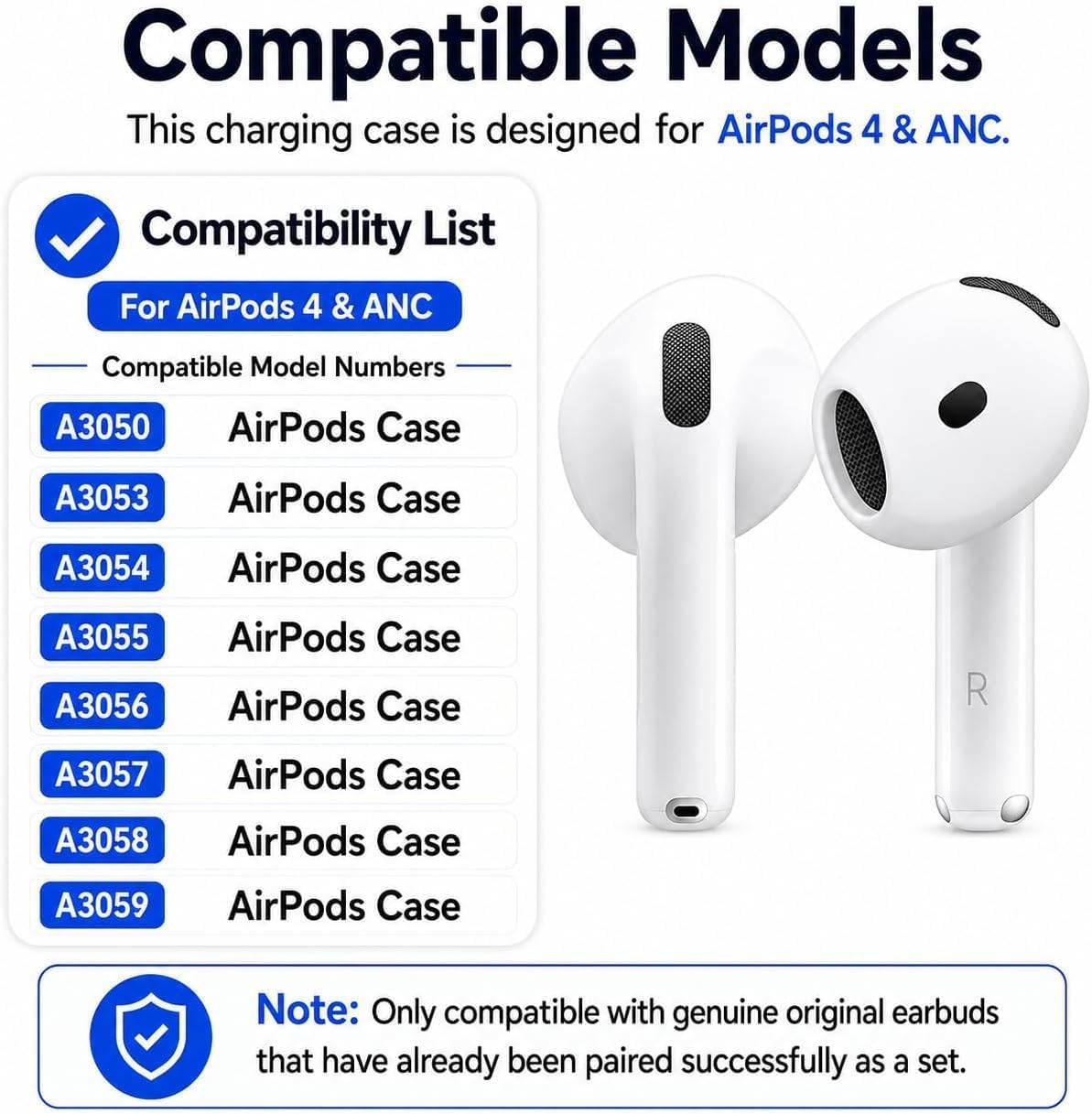 A3058 A3059 Charging Case Replacement for Apple AirPods 4th Generation