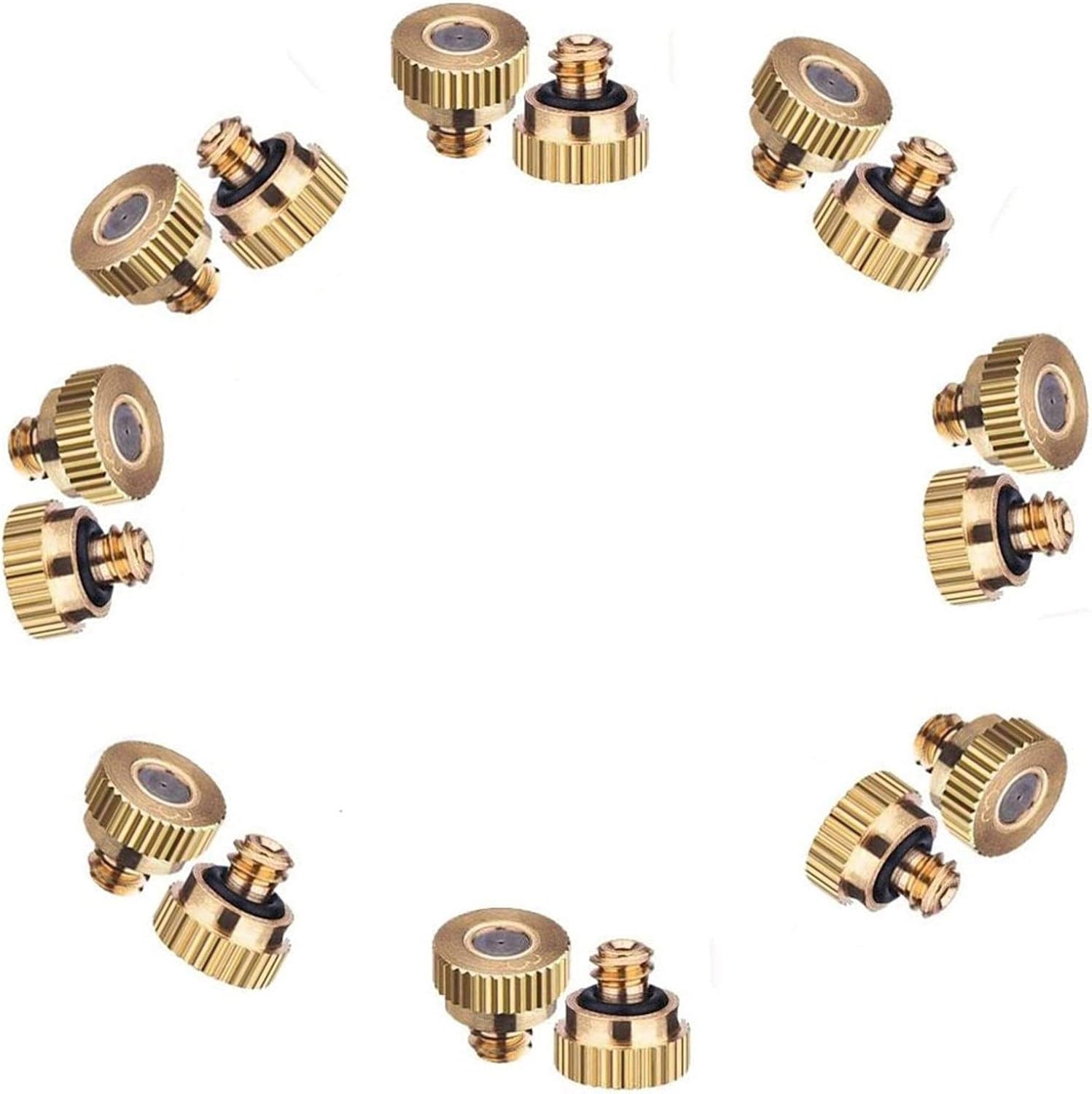 Pressure atomizing misting Sprayer, 10PCS Misting Nozzles Kit for Cooling System, Brass Mister Nozzles, Fog Nozzles for Patio Misting System Outdoor Cooling System Garden Water Mister(0.8mm)