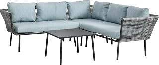 Outsunny 4 TLG. Rattan Gartenmöbel-Set mit Kissen für Terrasse Balkon Grau