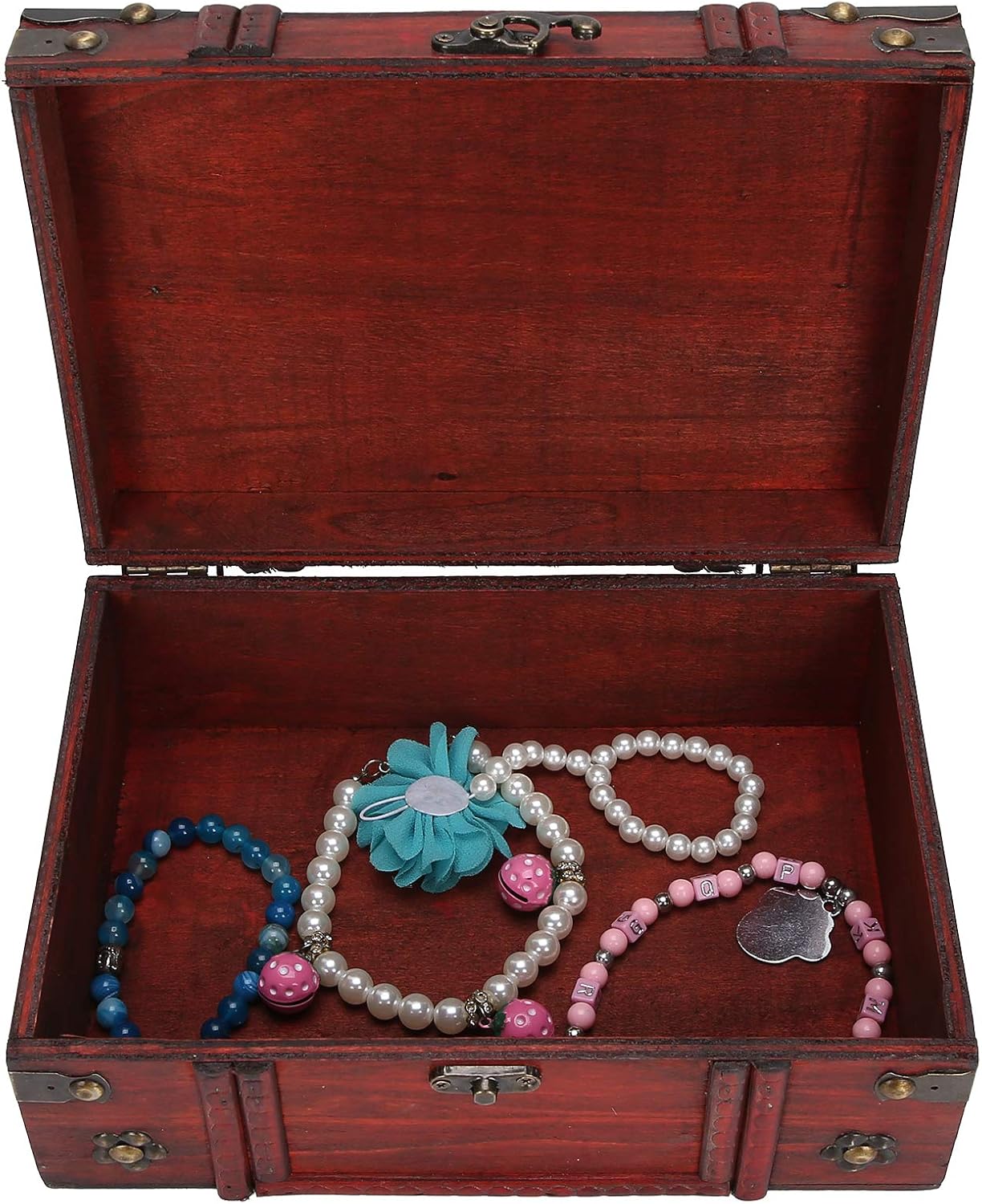 Kadimendium Retro Wooden Box, Decorative Storage Trunks Practical Wooden Jewelry Box Wooden Treasure Chest Boxes Storage Box for Ornaments Cosmetics, Jewelry Storage, Etc : Clothing, Shoes & Jewelry