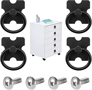 Leikedun Drawer Handles and Ring Pull 4 Pcs Drawer Knobs Black Cabinet Knobs Cabinet Door Knobs with Pulls Handles Black Drawer Handles for Furniture Drawer Cabinet Wardrobes Cupboard Dresser