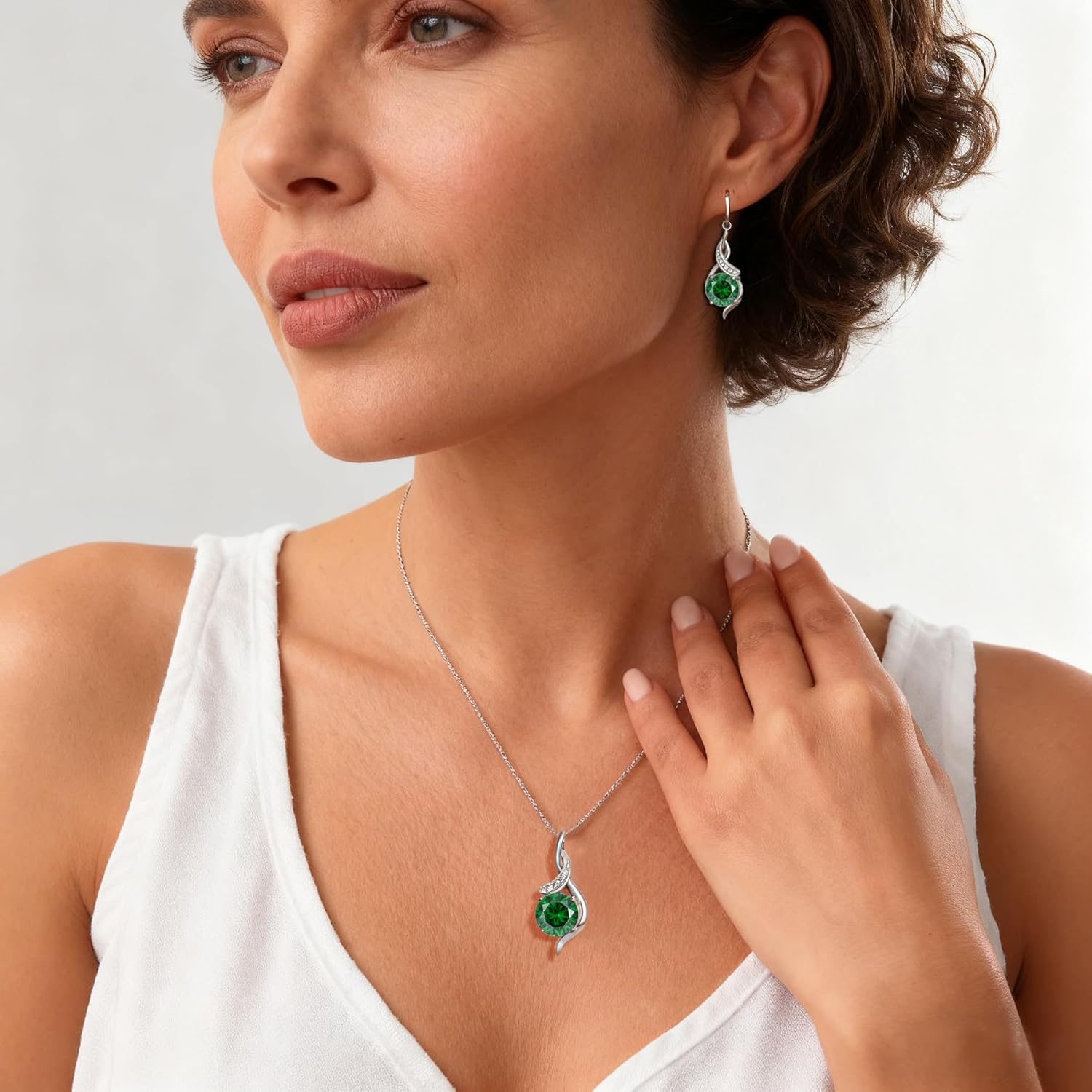 Women‘s Birthstone Pendant Necklace S925 Sterling Silver Imitation Diamond Infinity Necklace Jewelry Gift for Her - Image 3