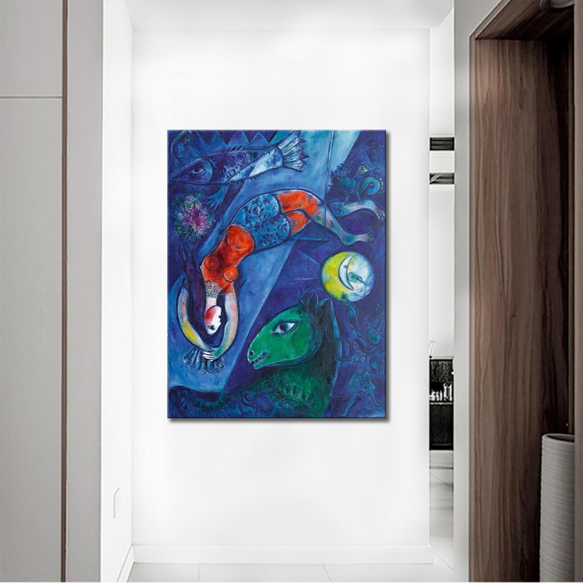 Marc Chagall Art Framed Painting: The Blue Circus. Famous Wall Art