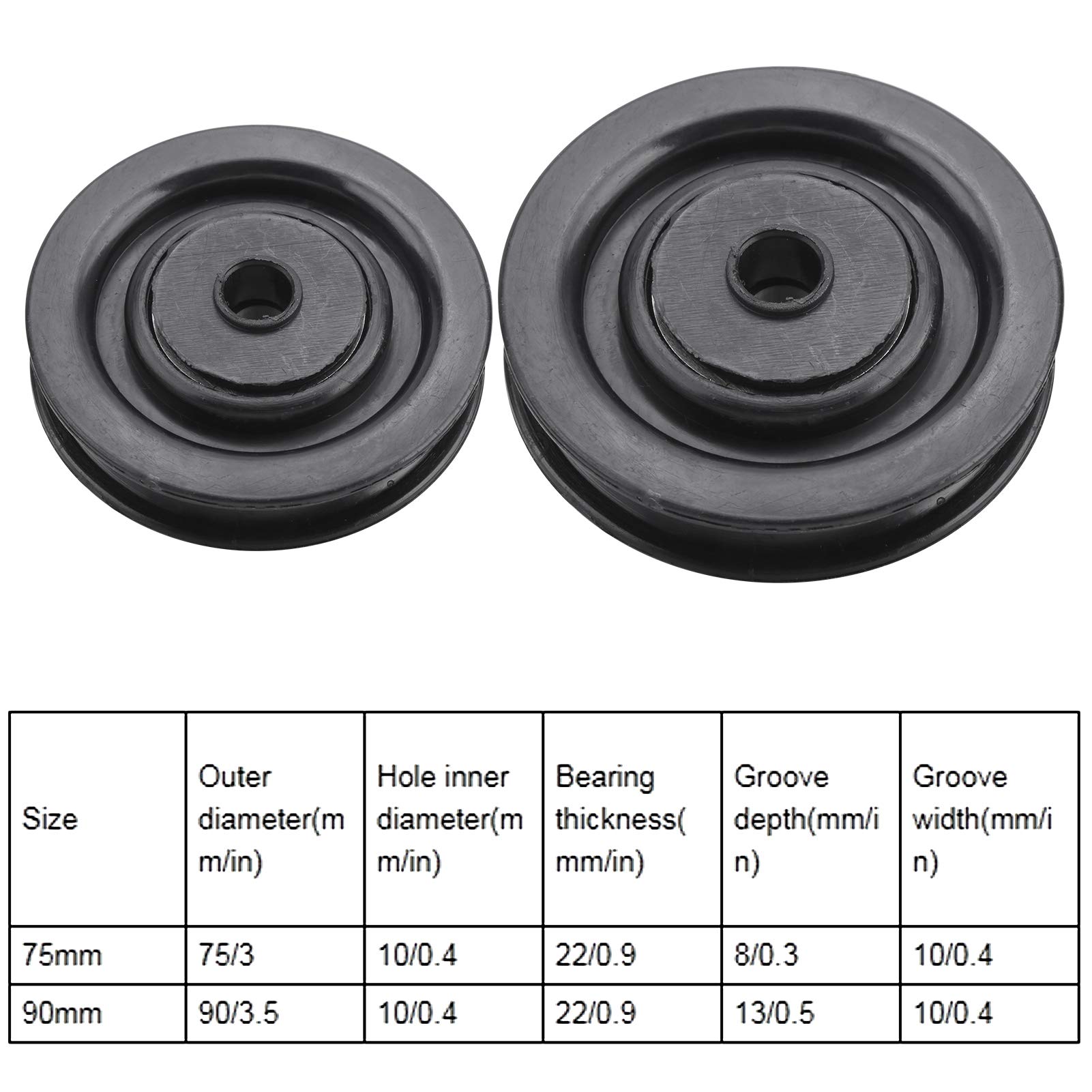 Roue de poulie de roulement, 10 pièces 75mm / 90mm Roue de poulie de roulement en Nylon Universelle pour équipement de Gymnastique de Machine à câble(75mm)