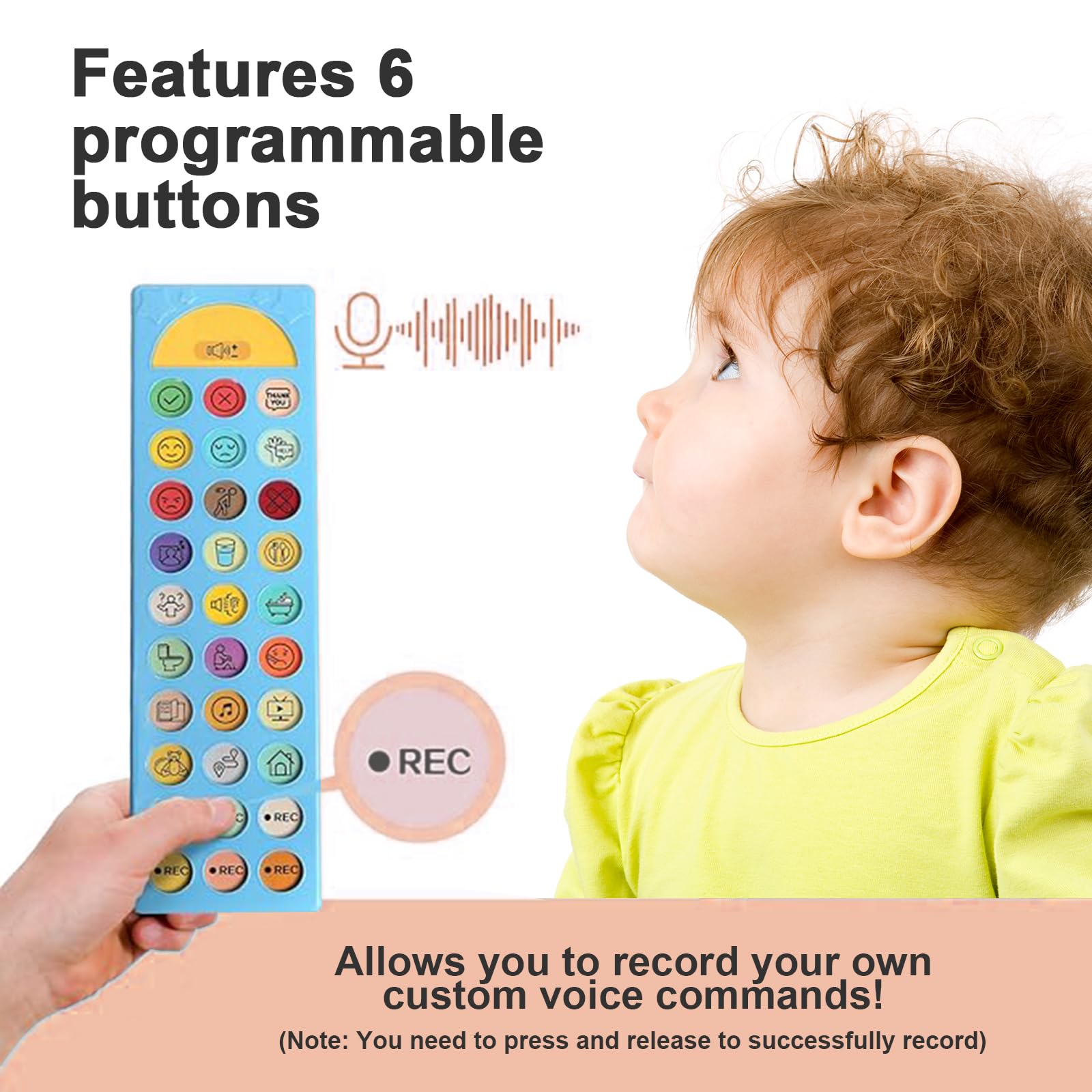 Dispositif CAA pour Autisme, Outil de Communication Non Verbale 6 Boutons Programmable Volume Réglable Aide Thérapie Vocale